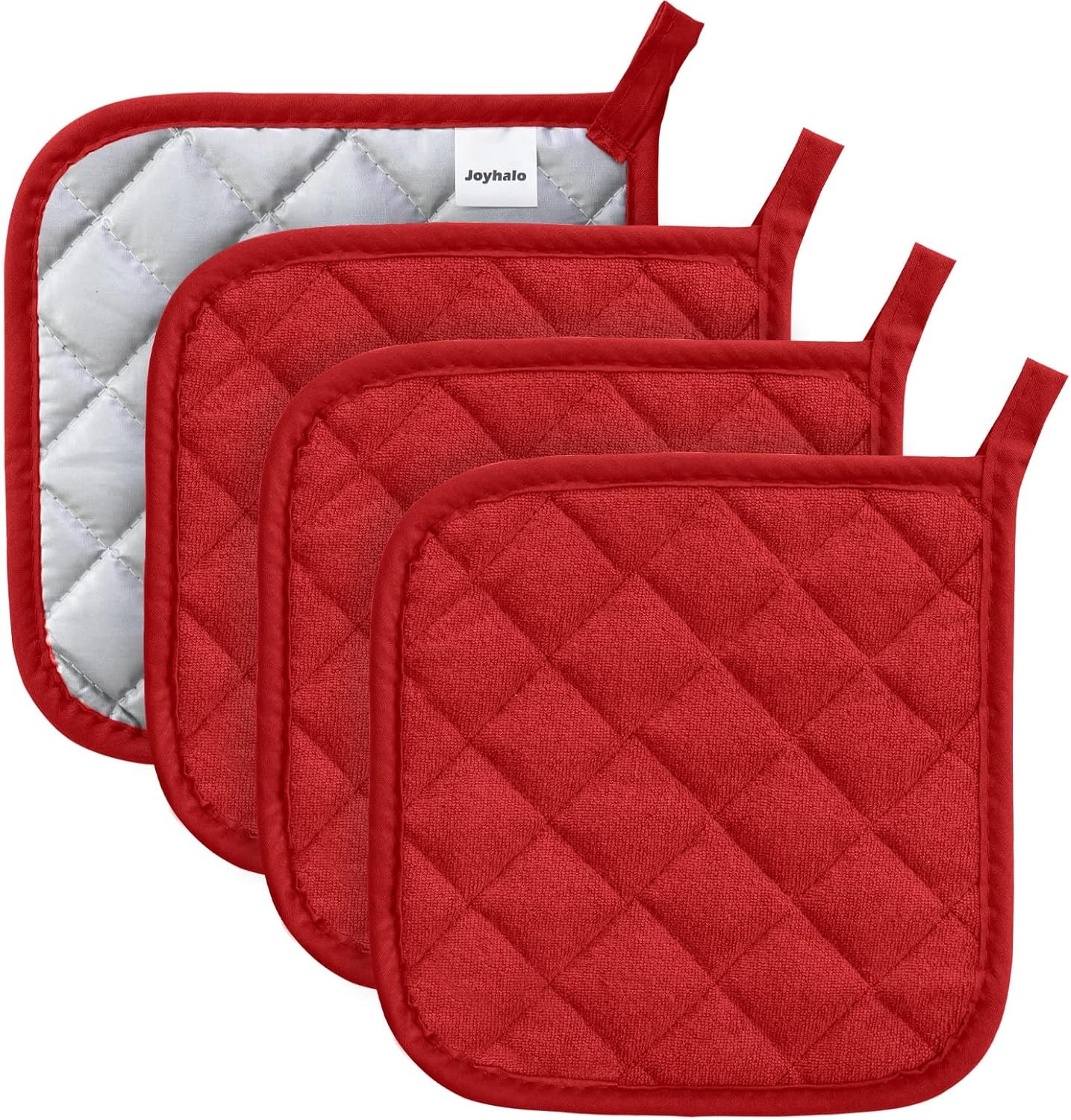 Joyhalo 4 Pack Heat Resistant Pot Holders – Terry Cloth Sets for Cooking & Baking