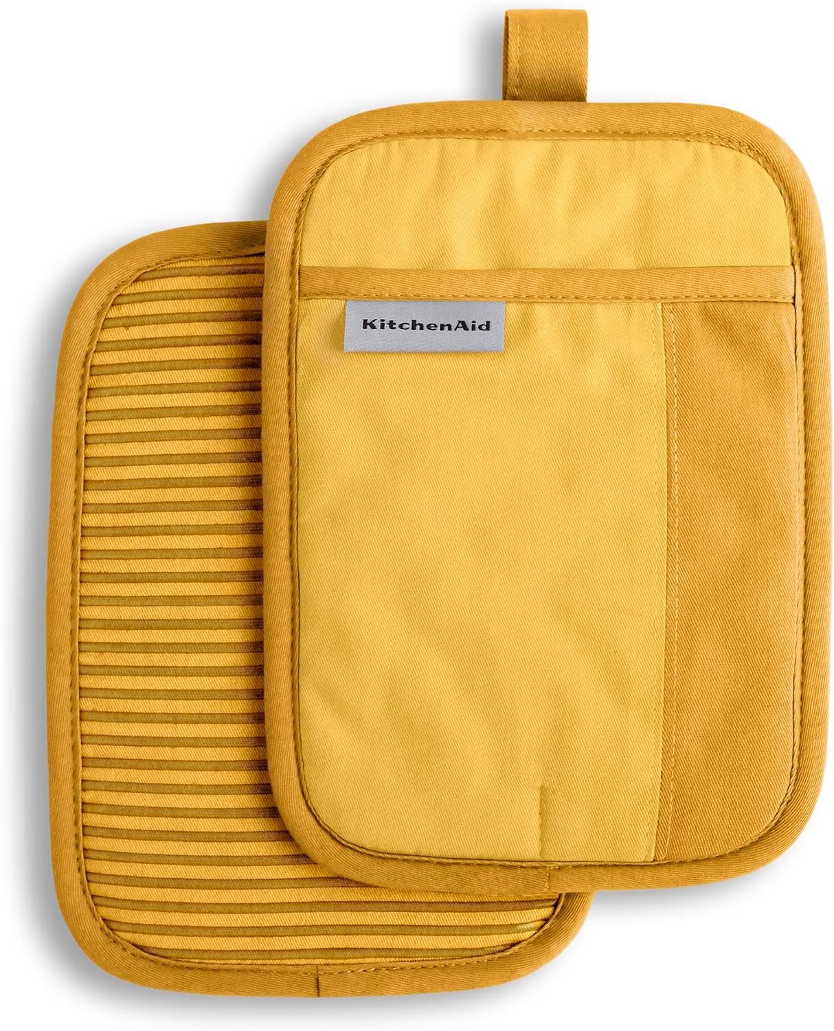 KitchenAid Beacon Two-Tone Non-Slip Pot Holder Set, Majestic Yellow, 7″x10″, 2 Piece