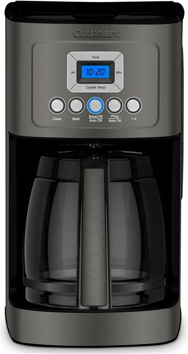 Cuisinart 14-Cup Coffee Maker, Programmable PerfecTemp Glass Carafe Coffee Machine with 1-4 Cup Setting, Brew Strength Control and Pause, Stainless Steel, DCC-3200BKSNAS, Black | 1-4 Cup Setting, Brew Strength Control, Pause, DCC-3200BKSNAS