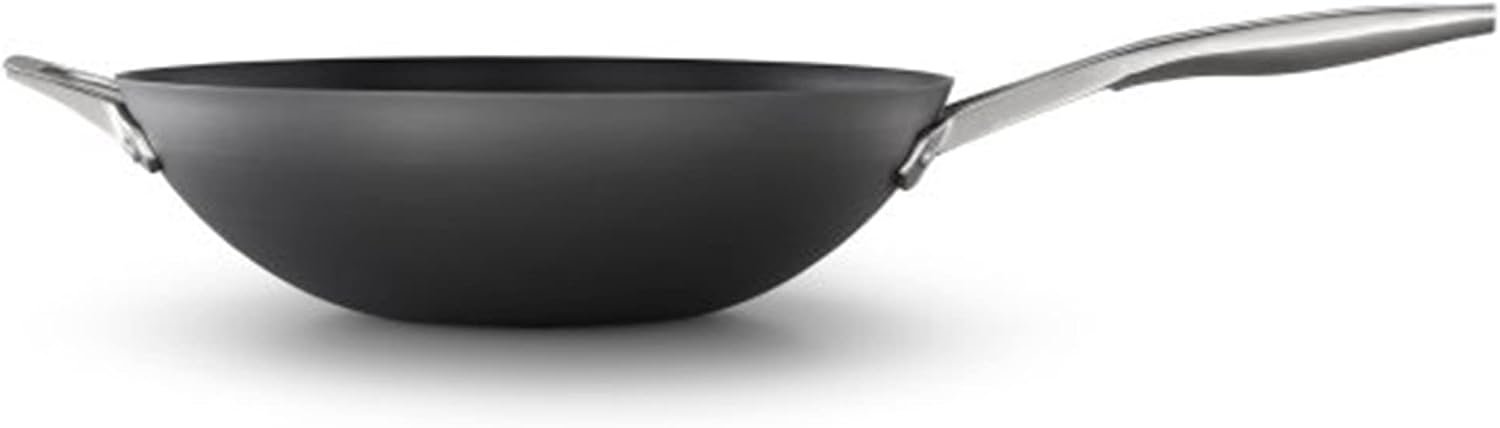 Calphalon Premier Hard-Anodized Nonstick Flat Wok Frying Pan with MineralShield Technology, 13″, Black