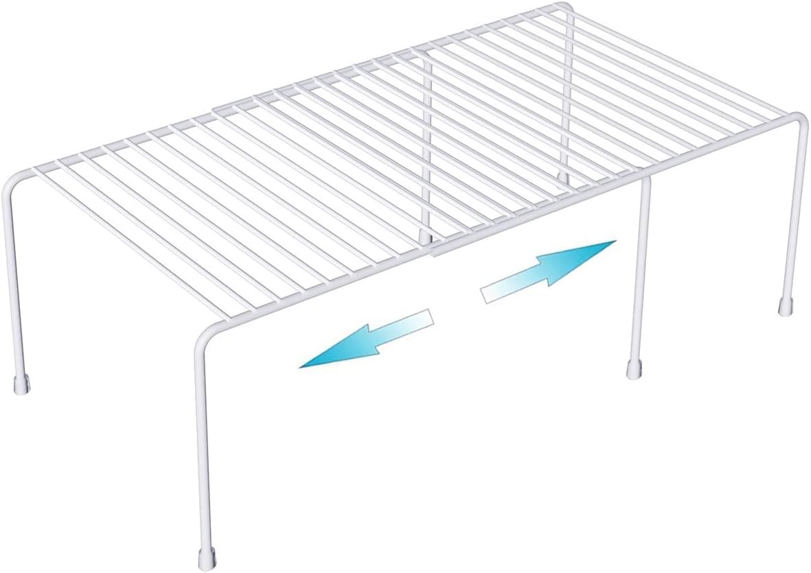Freezer Shelf Expandable Kitchen Cabinet Organizer Shelf Riser | Cabinet Storage Shelf with Scratch Resistant Feet for Counter Pantry Dish Spice Cupboards