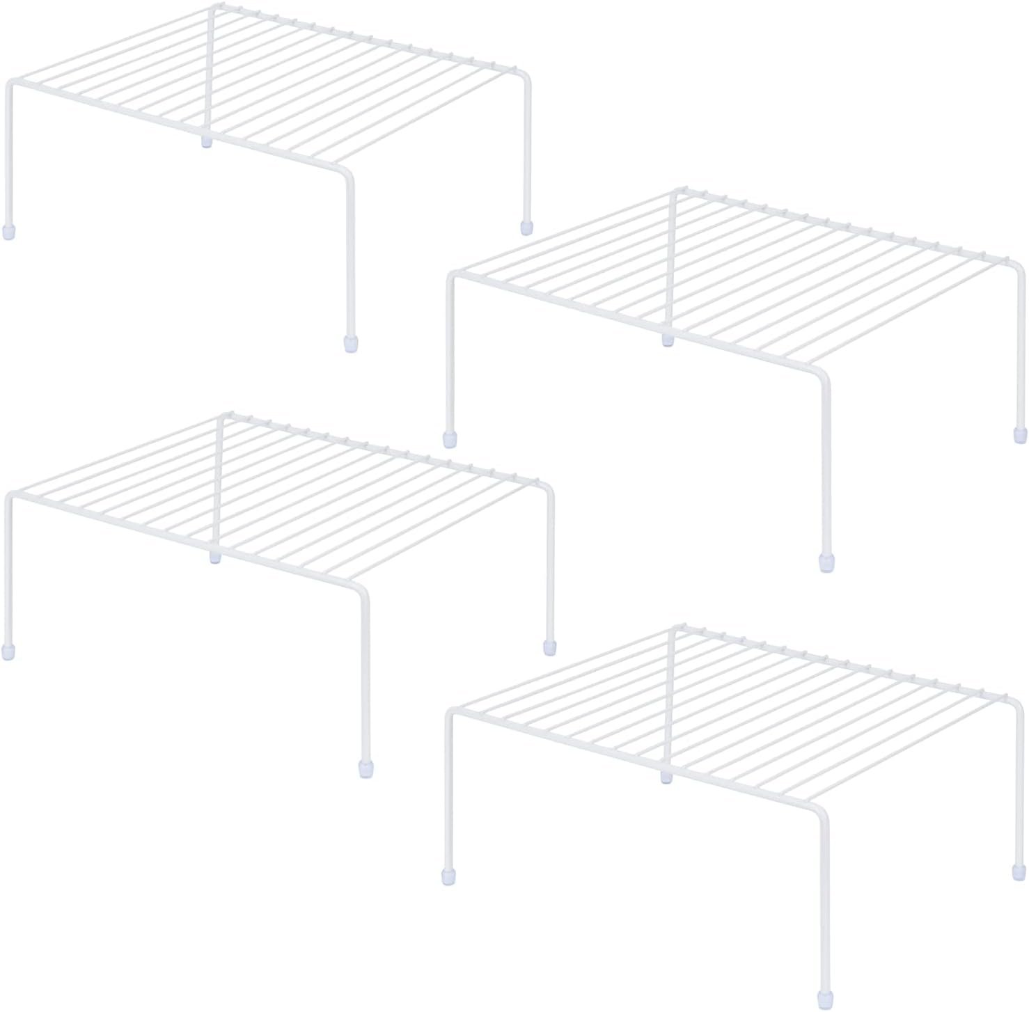 Medium (13.1 x 10.2 Inch) Cabinet Storage Shelf Rack, Shelves，Kitchen Counter and Cabinet Shelf, Storage Rack Organizer for Fridge, Cabinet, Bathroom Cupboard& Pantry (4, White)
