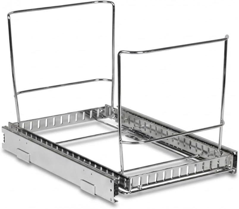 HOLDN’ STORAGE Pull Out Trash Can Cabinet Organizer, 11”W x 16.5”D x 11”H | Soft-Close Slide, Chrome Frame, Fits 9 Gal Bins, 12-in Cabinet Opening Required, Bin Not Included