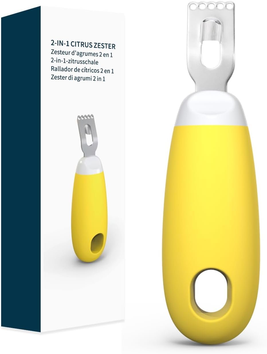 KITCHENDAO Citrus Lemon Peeler Zester Tool to Save Effort, Ultra Sharp Lemon Rind Twist Peeler Tool Bar Bartender Lime Stripper for Cocktails Kitchen, Yellow