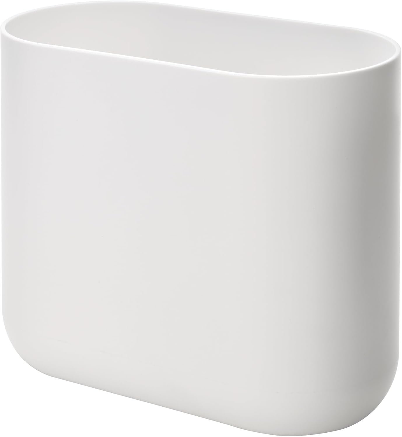 iDesign Small Slim Plastic Bathroom Trash Can, White | Bedroom, Office, Desk, Dorm
