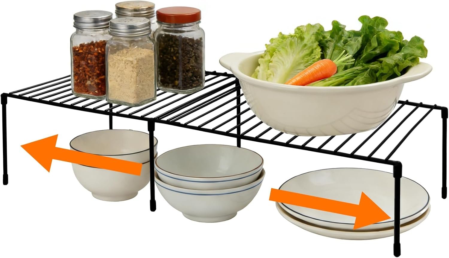 Expandable Metal Rustproof Freezer Shelf Rack,Space-Saving Storage Rack for Kitchen Cabinets, Counter-Tops, Pantries, Freezer Shelf & Freezer Racks for Top Freezer, Ideal for Food and Utensil Storage