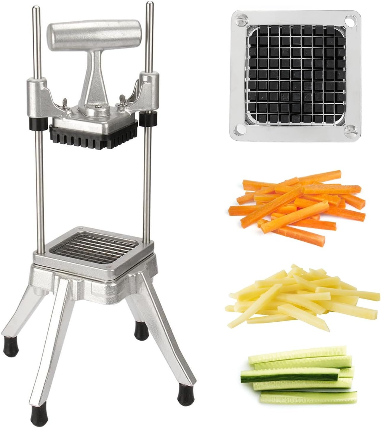 Commercial Vegetable Chopper, 3/8″ Stainless Steel Dicer | 420 stainless blade, aluminum alloy frame, detachable for cleaning & storage, fast uniform dicing, for fruits & veggies