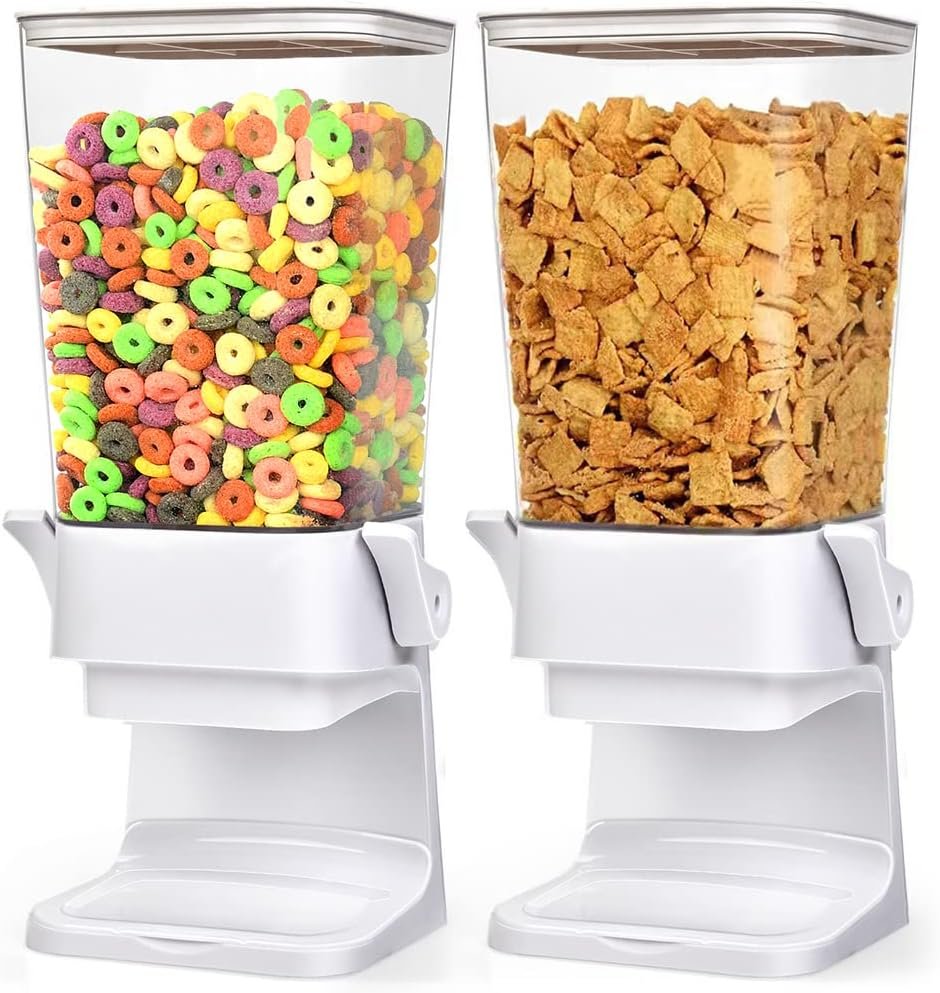 Cereal Dispenser Countertop 2 Pack 5.5 Qt Large Cereal Storage Container | Holder Dispenser for Pantry Dry Food Snack Nut Candy Dispenser Countertop Kitchen Organization Storage for Oatmeal Granola