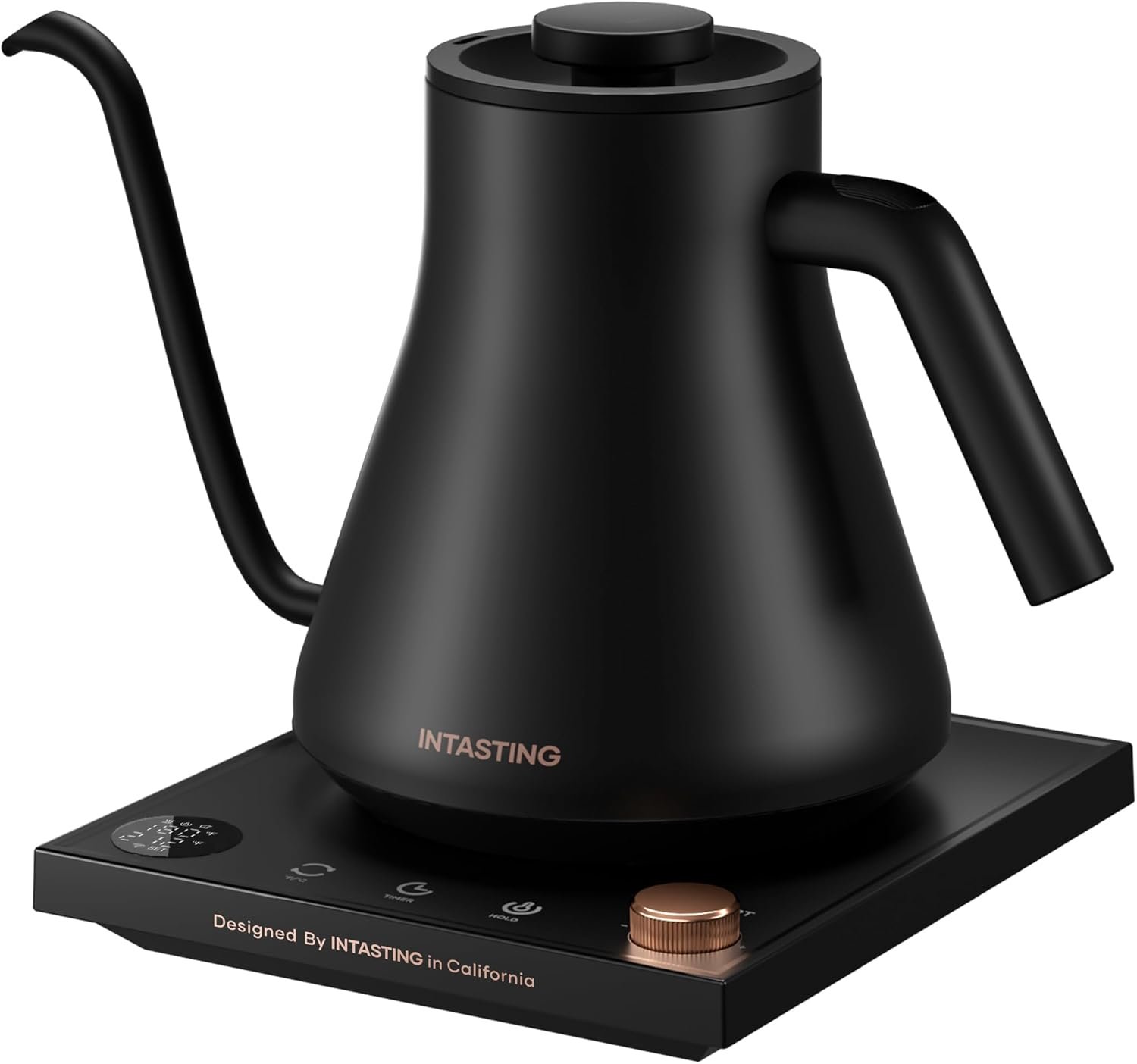 INTASTING Gooseneck Electric Kettle, Temperature Control | Stainless Steel Inner, 1200W Quick Heating, for Pour Over Coffee, Brew Tea, Boil Hot Water, 30 oz, 0.9L, Black