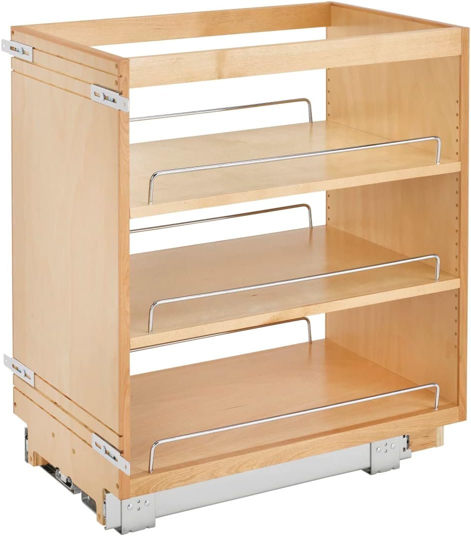 Rev-A-Shelf 14″ Pullout Kitchen Cabinet Storage Organizer Slide Out Pantry Spice Rack with Adjustable Shelves for 14.5″ W Cabinet Opening, 448-BC-14C