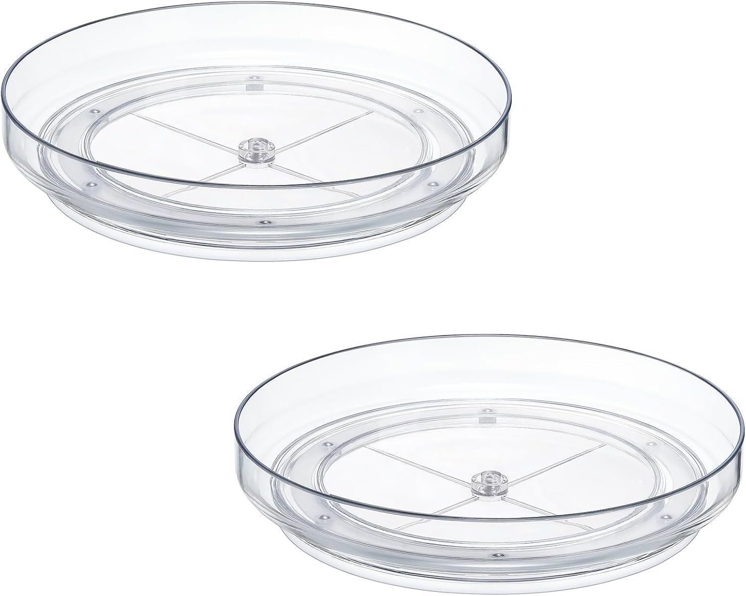 2 Pack 9 Inch Elegant Clear Turntable Acrylic Lazy Susan, Non-Skid Rotating | Smoothly Kitchen Spice Rack, Cabinet Pantry Organization Storage, Refrigerator, Vanity Makeup, Bathroom Countertop Organizer