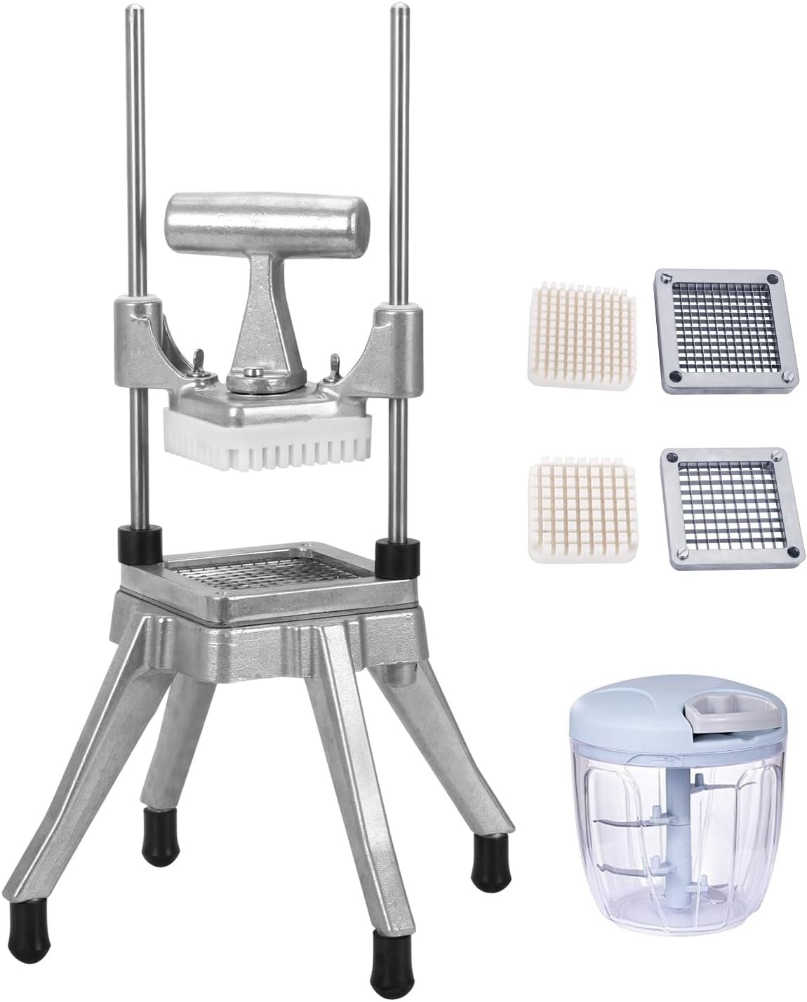 Commercial Vegetable Chopper & Food Dicer, Heavy Duty Vegetable Cutter with 1/4″ & 3/8″ Stainless Steel Blades, Manual Onion Potato Pepper Dicer for Restaurant Kitchen Food Prep