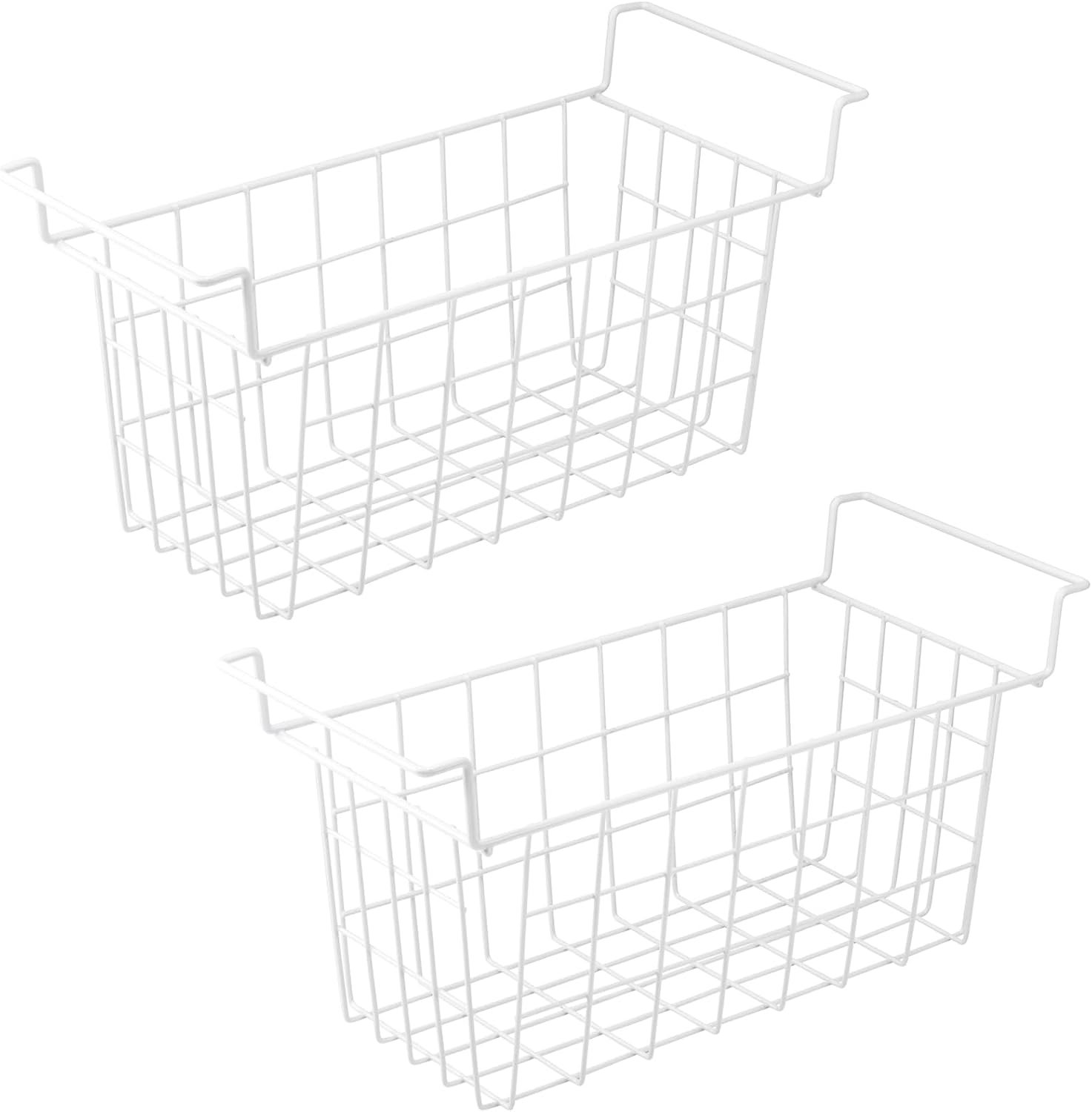 Orgneas 17.5″ Freezer Organizer Bins for Chest Freezer Storage Rack Bins | Better Air Circulation Metal Wire Deep Freezer Baskets Refrigerator Baskets with Hanging Handles, 2Pcs
