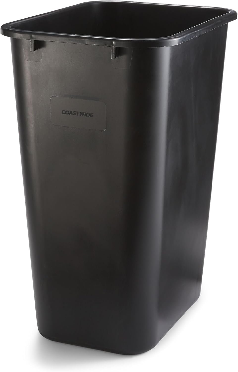 Coastwide Professional Indoor Trash Can Without Lid, Black, 10.25 Gallon | Soft molded plastic waste bin for offices, breakrooms, and facility common areas.