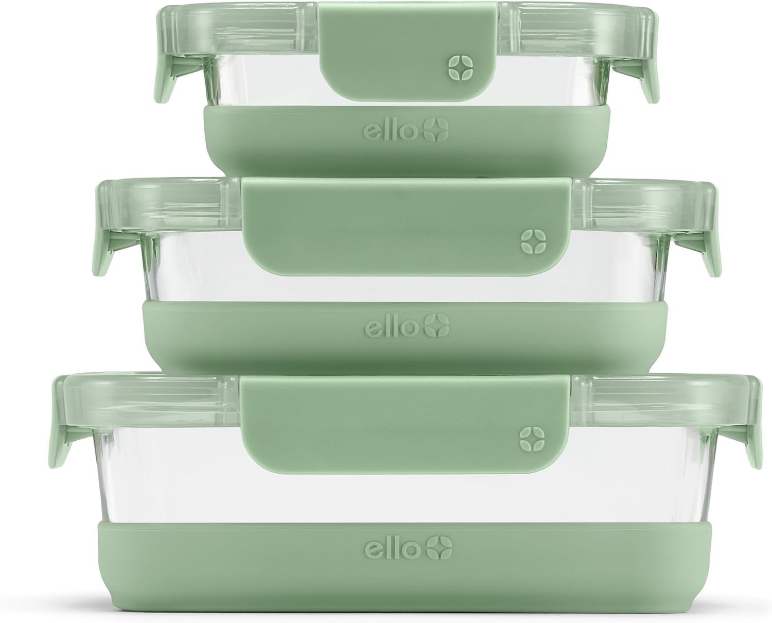 Ello Duraglass Refresh Mixed Meal Prep Set 6Pc, 3 Pack – Glass Food Storage Container with Silicone Boot and Airtight BPA-Free Plastic Lids, Dishwasher, Microwave and Freezer Safe, Cactus
