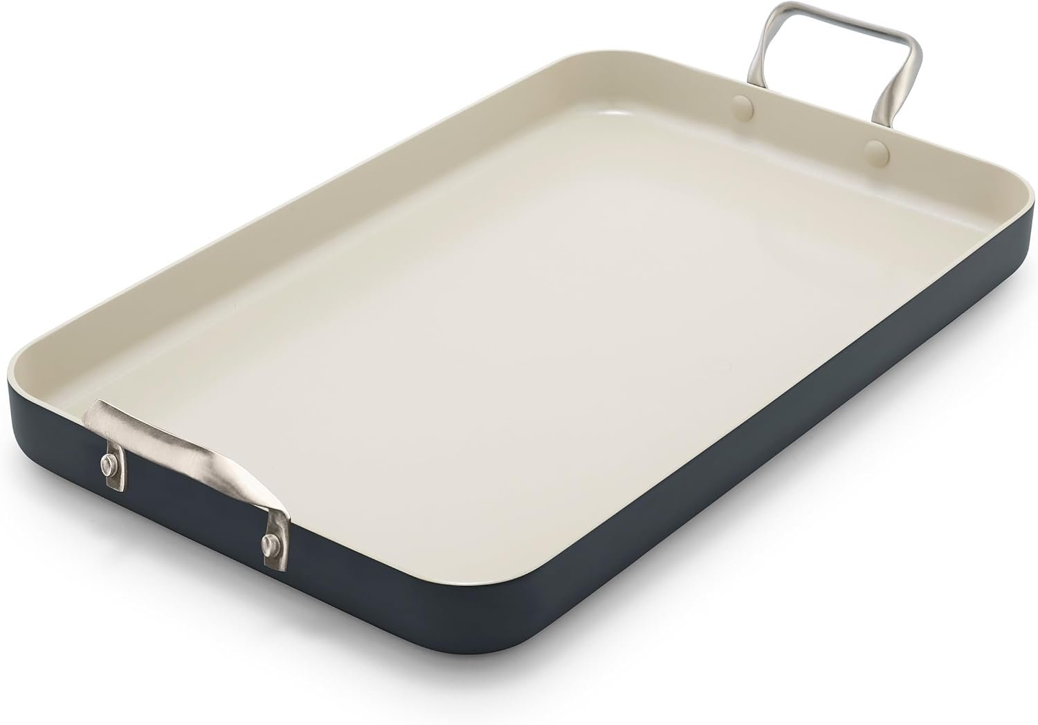 GreenPan 18″ x 11″ Double Burner Griddle Pan, Hard Anodized Healthy Ceramic Nonstick PFAS-Free, Stainless Steel Handles, Stovetop Cooking, Dishwasher Safe, Oven & Broiler Safe Cookware, Black
