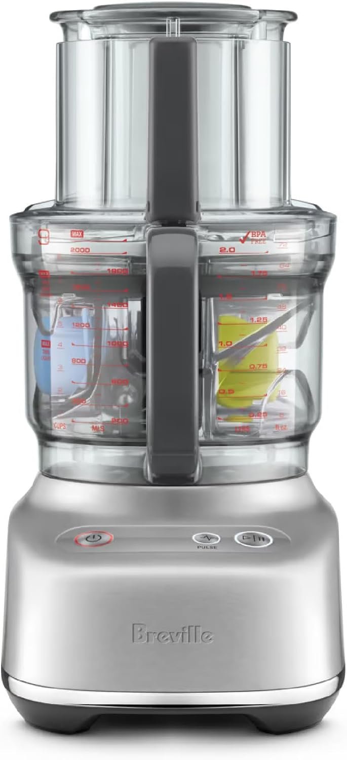 Breville BFP610 Sous Chef 9 Cup Food Processor, Brushed Stainless Steel | Chop, slice, shred, and dice ingredients quickly with the powerful motor in this compact meal prep tool | 9 cup capacity