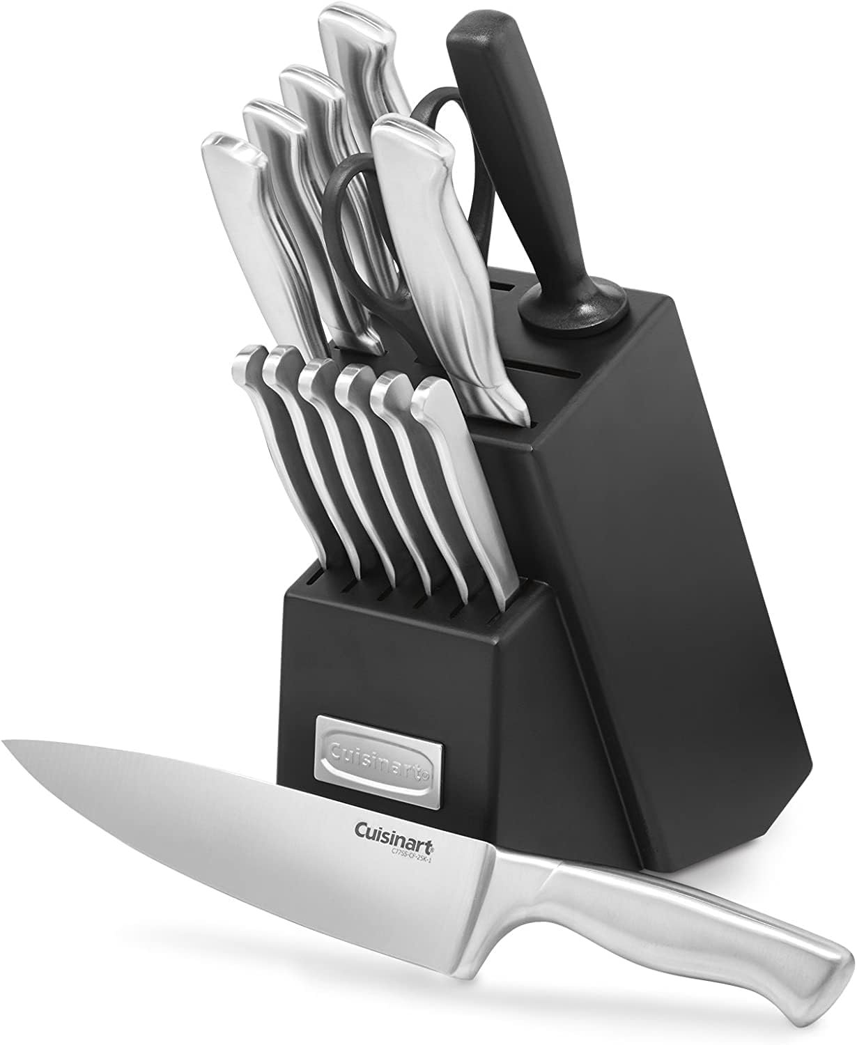 Cuisinart 15-Piece Stainless Steel Hollow Handle Block Set, C77SS-15PK | Kitchen knife set with high-carbon stainless steel blades, sharpening steel, household shears & wooden block, C77SS-15PK