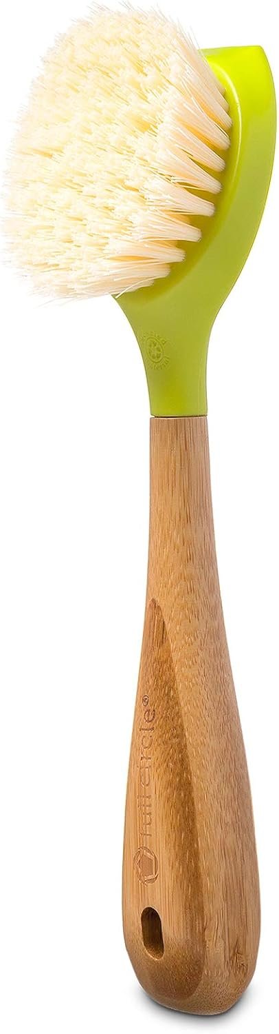 Full Circle Be Good Daily Dish Brush-Bamboo Handle Dish Brush–Sustainable Kitchen Cleaning with Tough Bristles, Green