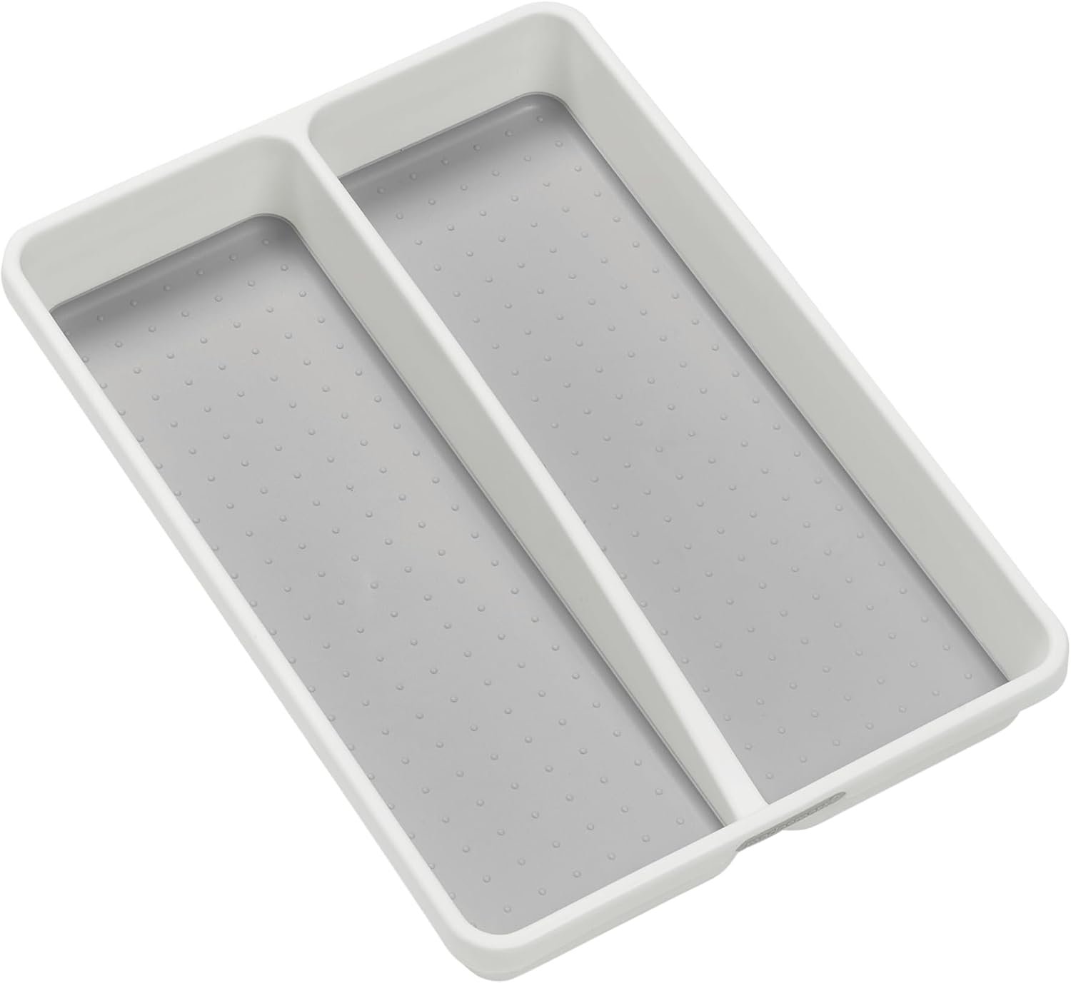 madesmart Classic 2 Compartment Compact Utensil Tray, White | non slip feet, rounded corners, soft grip lining, wide channels, spatulas whisks tongs, ladles serving spoons, woman owned