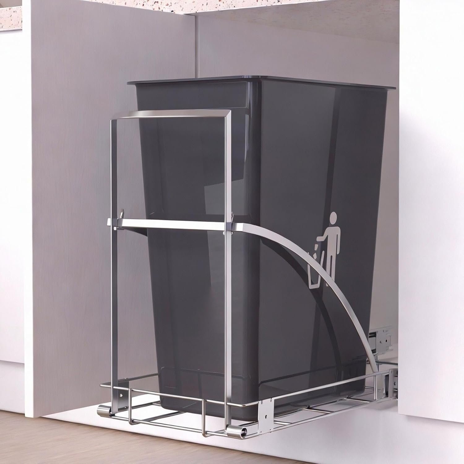 Turokacase Pull Out Trash Can Under Cabinet with Soft-Close & Bionic Anti-Rust Coating, Heavy-Duty 120 lbs Sliding Garbage Bin Holder for 7-10 Gallon Cans, Fits Min. 13″ W x 18″ D x 18″ H Cabinets