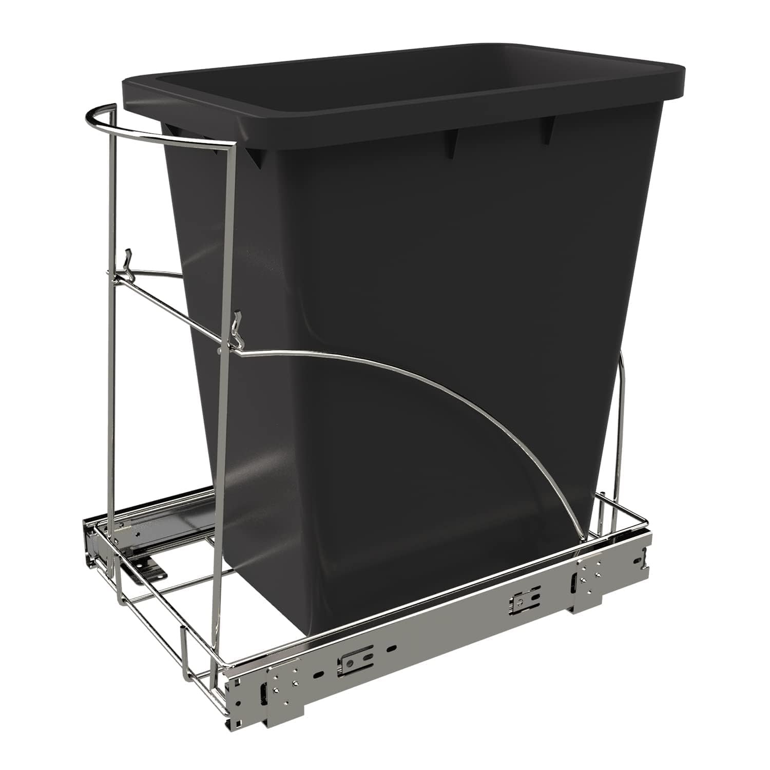 Pull Out Trash Can Under Cabinet & Under Sink, Heavy Duty Slider Organizer | Adjustable Cabinet Garbage Can Rack, Fits 30-40Qt Bins, Requires 13″W x 18″D Cabinet Opening, Chrome Finish, Can Not Included