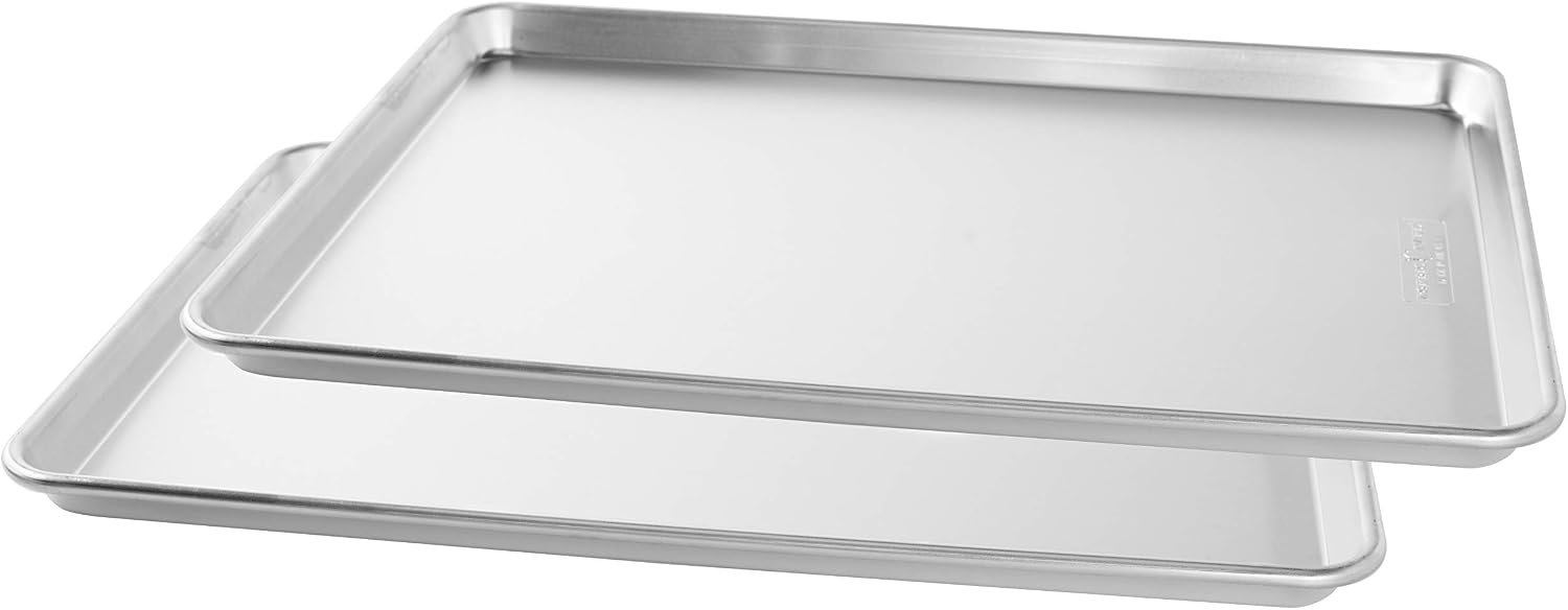 Nordic Ware Naturals Extra Large, 21 x 15 inch Baking Set – USA Made Aluminum Commercial Quality Pan for Baking or Roasting, Encapsulated Galvanized Steel Rim Prevents Warping, 2pk Big Sheet