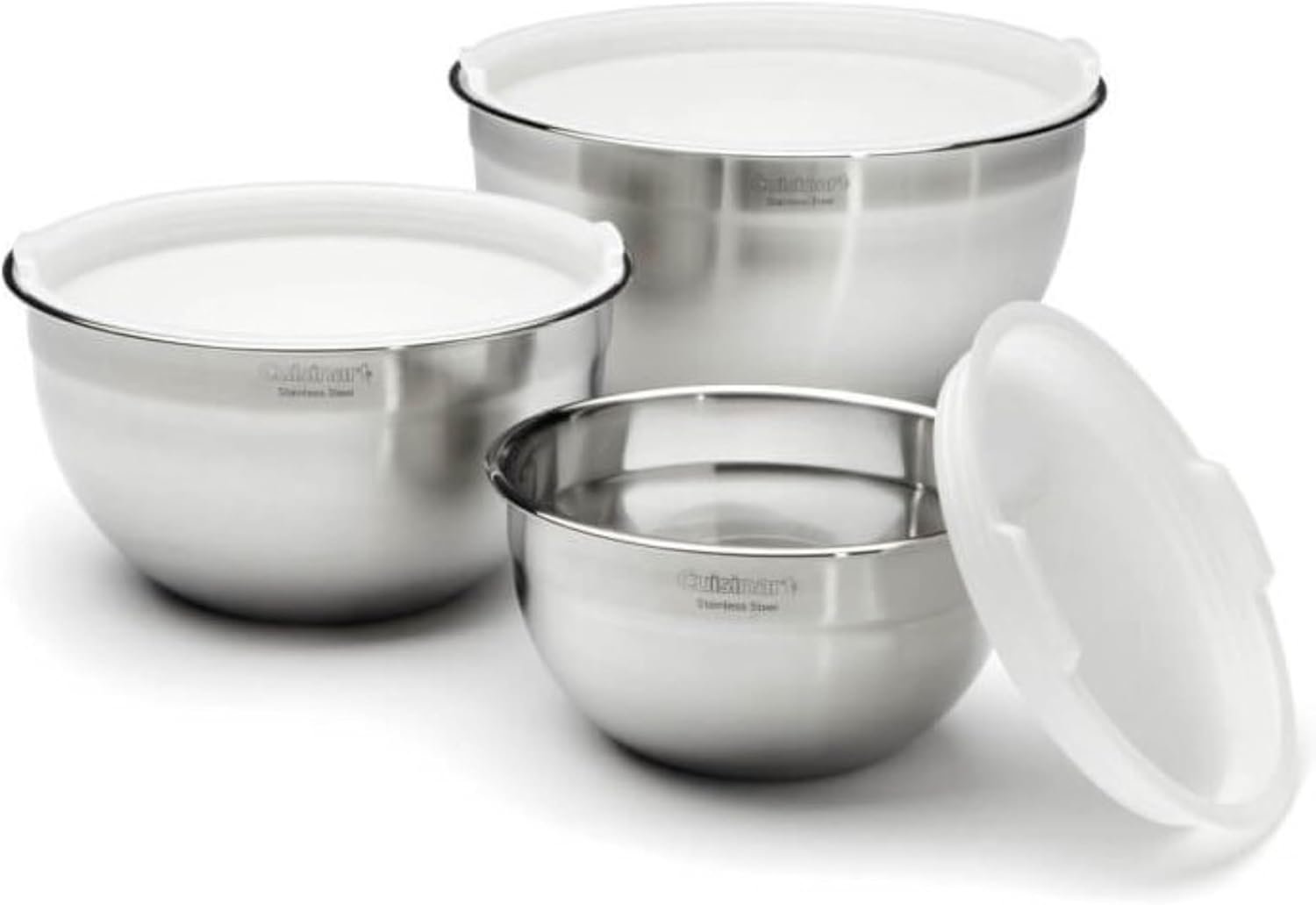 Cuisinart Mixing Bowl Set, Nesting Bowls, Stainless Steel, 3-Piece | 1.5, 3 & 5 qt. stainless steel mixing bowls for baking, cooking & prep, dishwasher safe, durable & compact, CTG-00-SMB