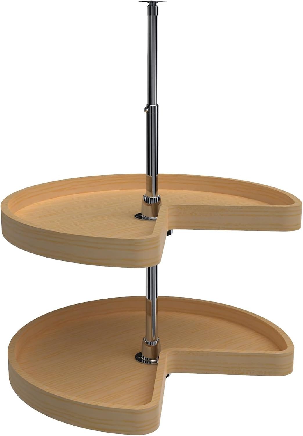 Rev-A-Shelf Dual Shelves Kidney-Shape 32″ Lazy Susan Turntable Home Organizer for Diagonal Lower Corner & Base Kitchen Cabinets, Wooden, 4WLS472-32-52