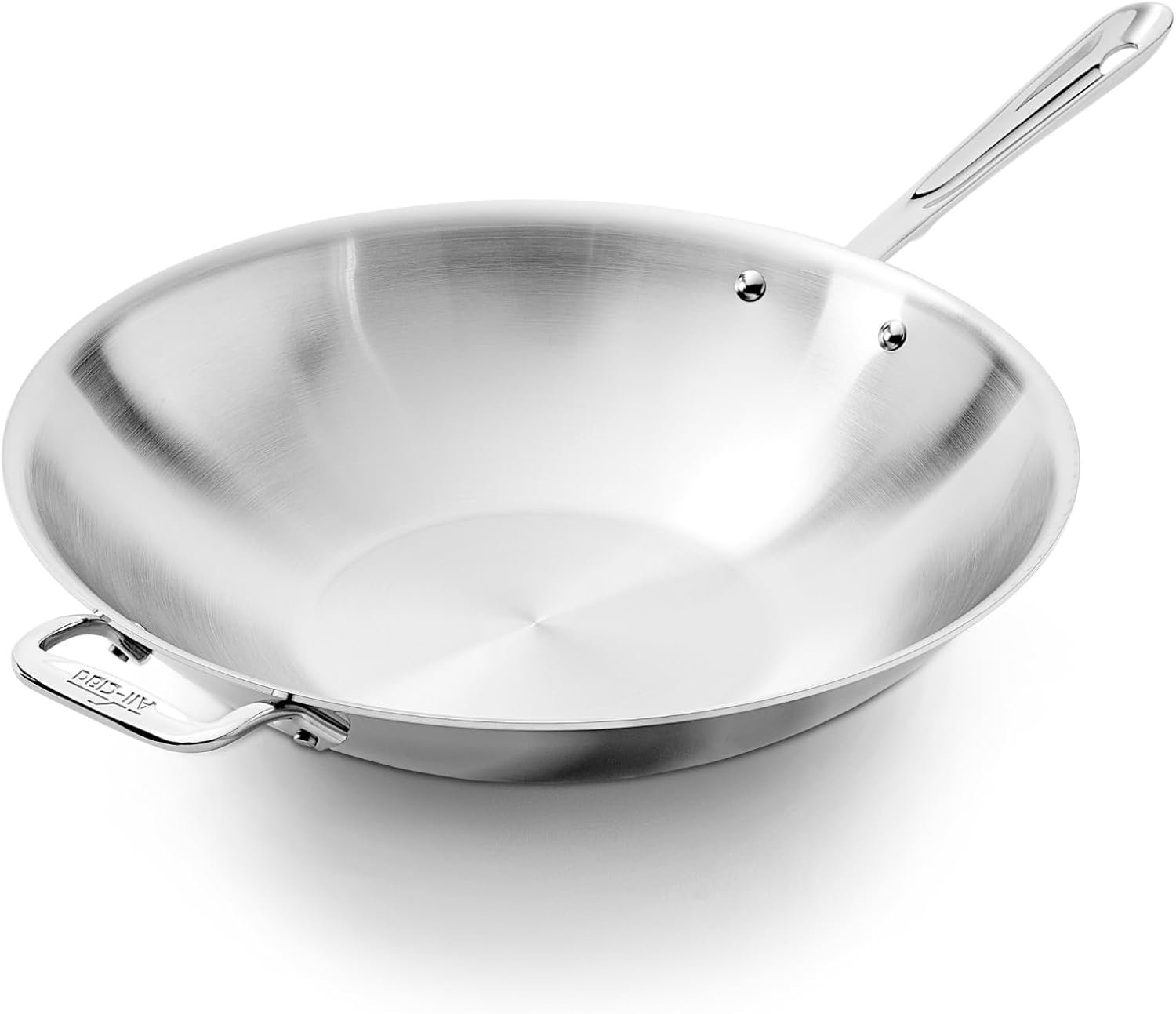 All-Clad D3 Stainless Steel 14″ Wok Pan with Lid, Made in the USA | The Original Bonded Professional Cookware, Wok & Stir Frying Pan, Induction Compatible, Oven Safe up to 600F