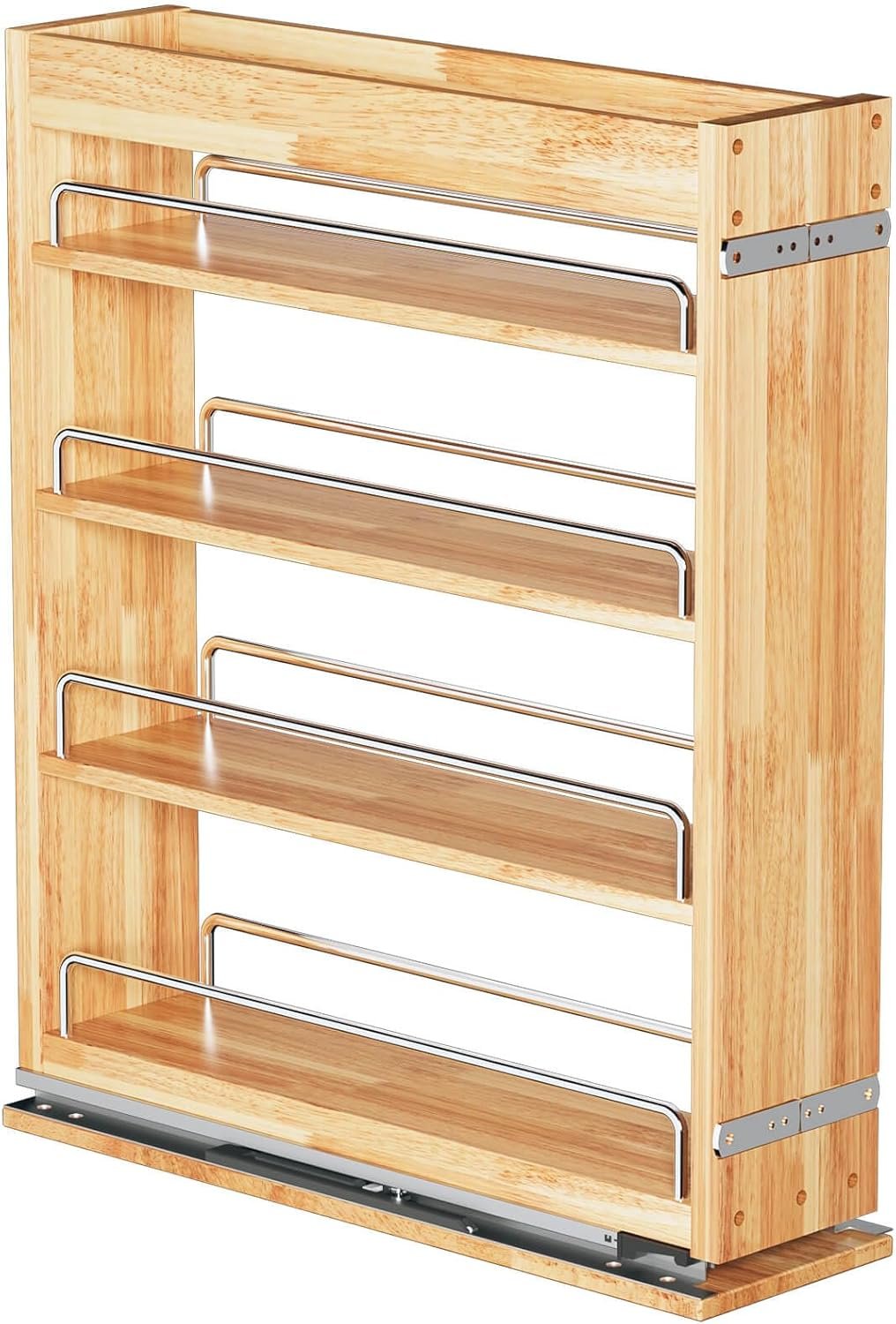 OCG 4-Tier Pull Out Kitchen Cabinet Spice Rack Holder Shelves (5″ W x 22″ D), spice organization for cabinet Storage Organization, pull out spice racks for inside cabinets