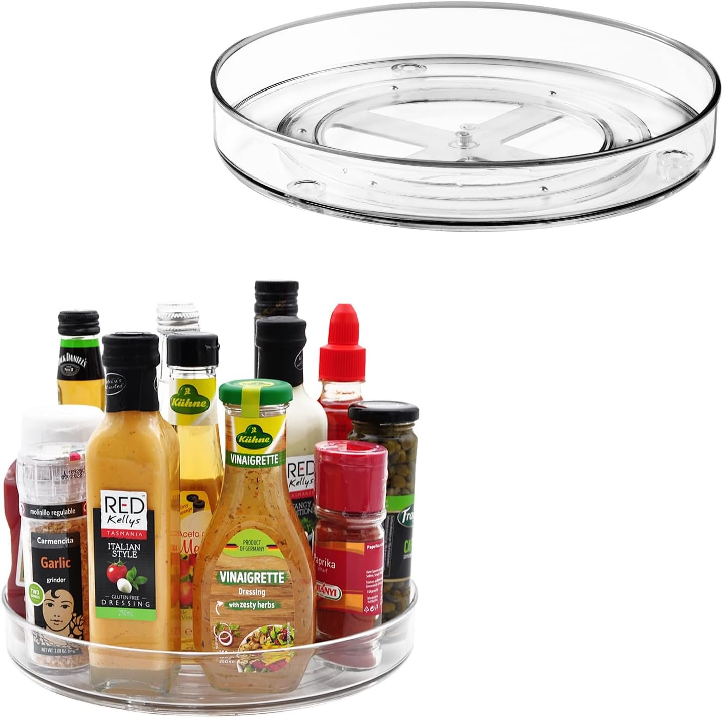 Amolliar Lazy Susan Organizer, Rotating Turntable Organizer Tray(11″ 2Pack) | Lazy Susan Organizer for Cabinet, Fridge, Kitchen, Pantry Organizer Storage, Lazy Susan for Table Top, Spice Rack Organizer