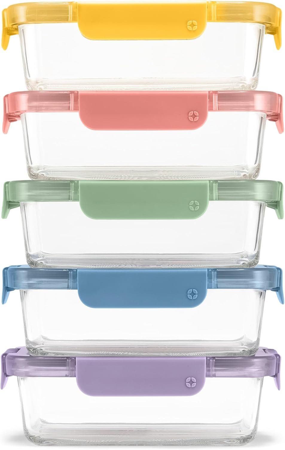 Ello Color Lock Glass Meal Prep Sets Leak-Proof Glass Food Storage Containers with Airtight BPA-Free Plastic Lids, Dishwasher, Microwave, and Freezer Safe