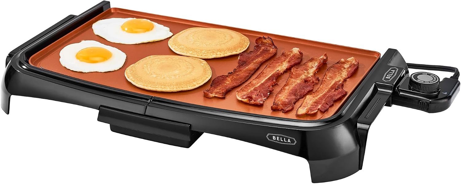 bella 10″x16″ Ceramic Griddle, Copper/Black