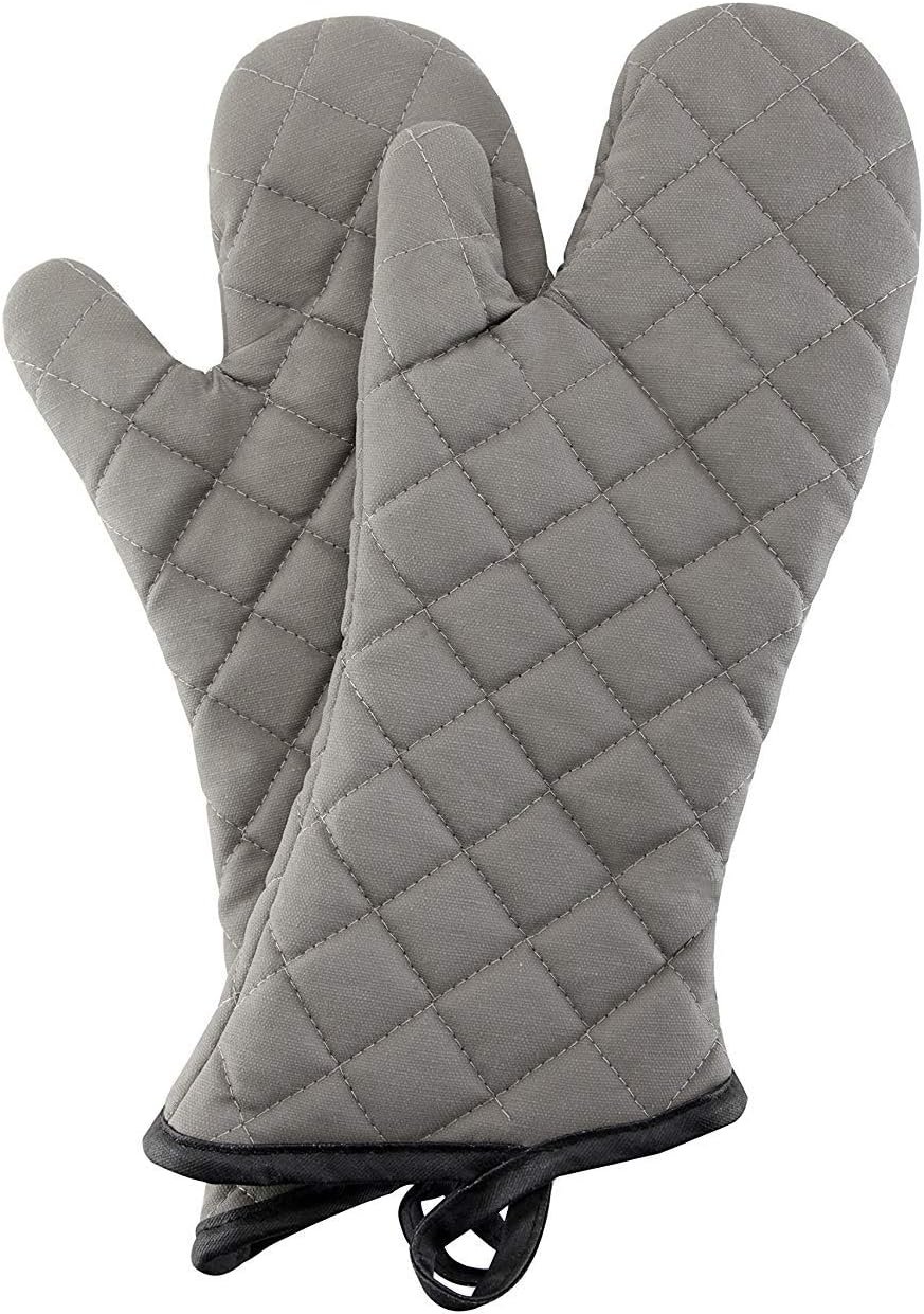 ARCLIBER 16″ Quilted Terry Oven Mitts 1 Pair Heat Resistant Kitchen | Quilted Lining, 1 Pair, Heat Resistant, Classic, Cotton Blend, Cooking, Baking, Grilling, Non-Slip Grip