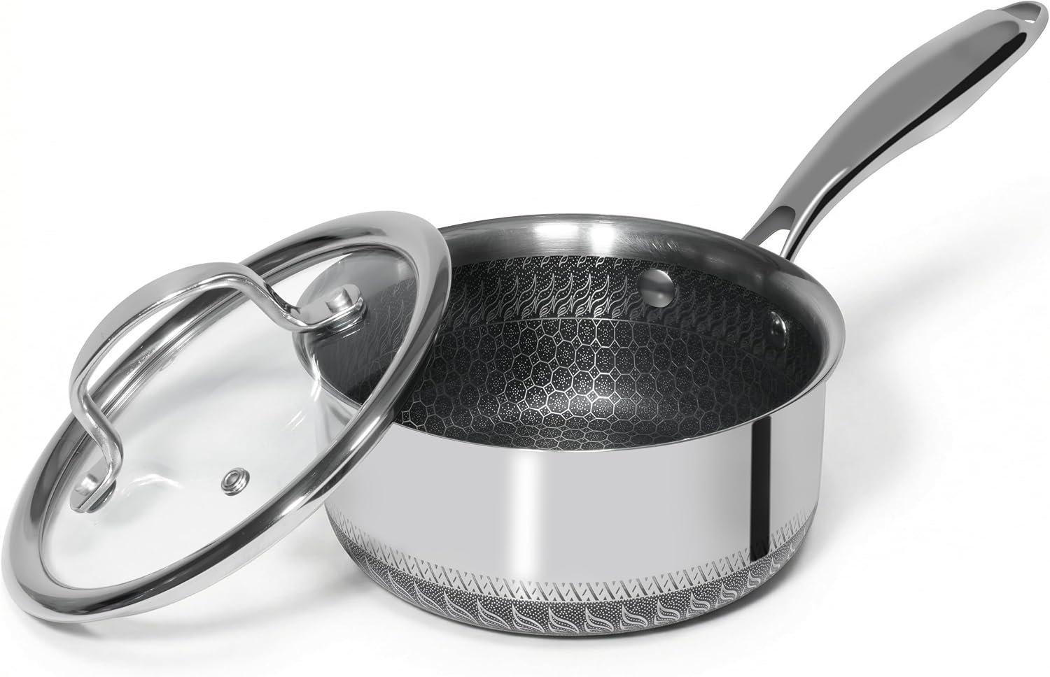 USELUCK Nonstick 2-QT Saucepan with Glass Lid,Stainless Steel Pot