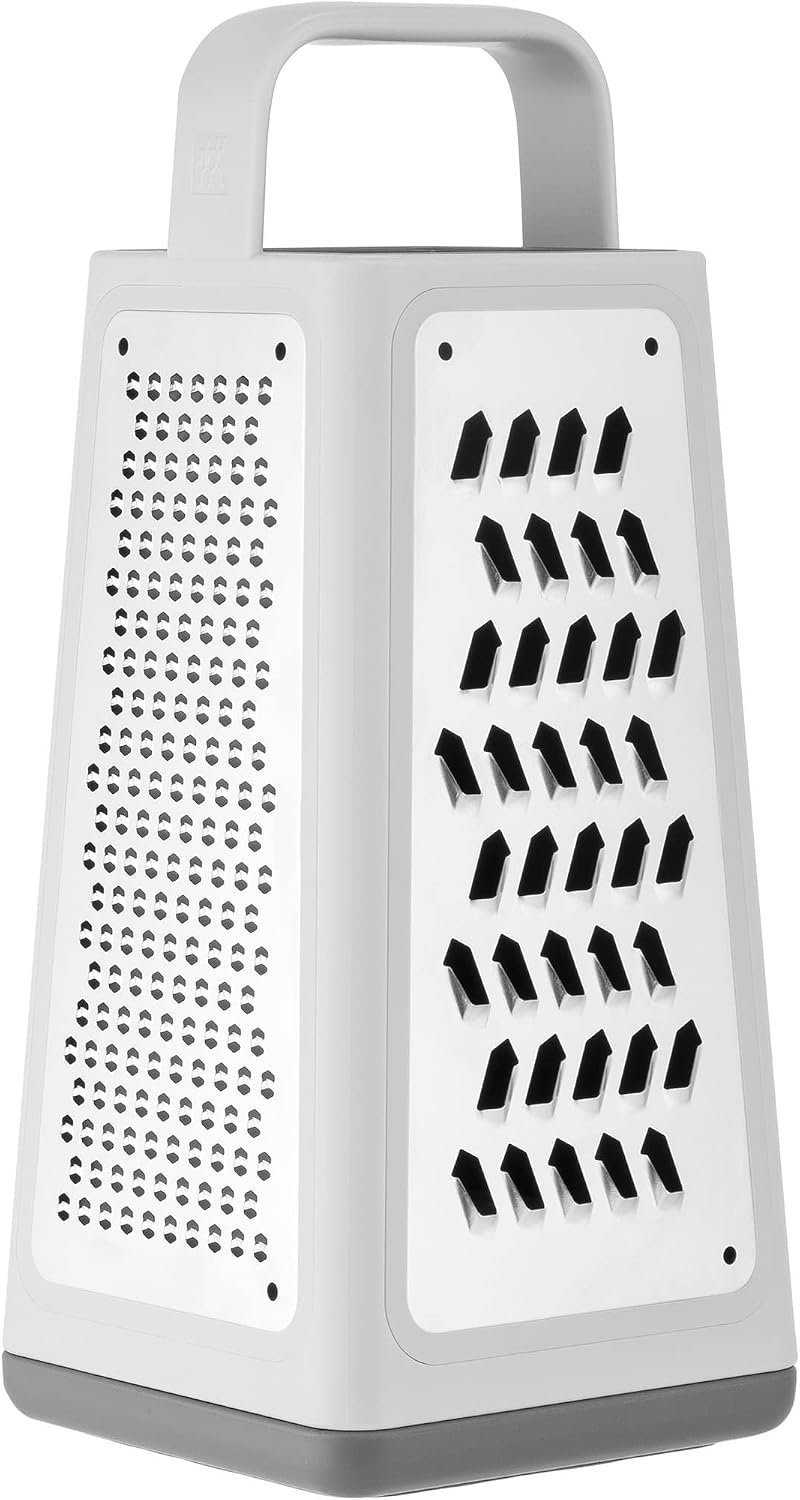 ZWILLING Z-Cut Tower Multifunctional Box Grater, Faster Grating Technology, Cheese Grater, Zester, Garlic grater, Slicer, Rasp Grater and more, Gray