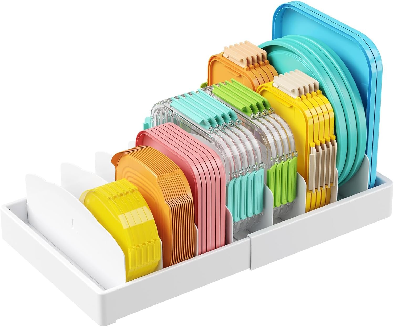 Lifewit Kitchen Cabinet Organizer for Food Contanier Lid with 9 Sections | Expandable Lids Holder with 8 Adjustable Dividers for Pantry Organizers and Storage, Home Organization, Large, 9.8″-17″