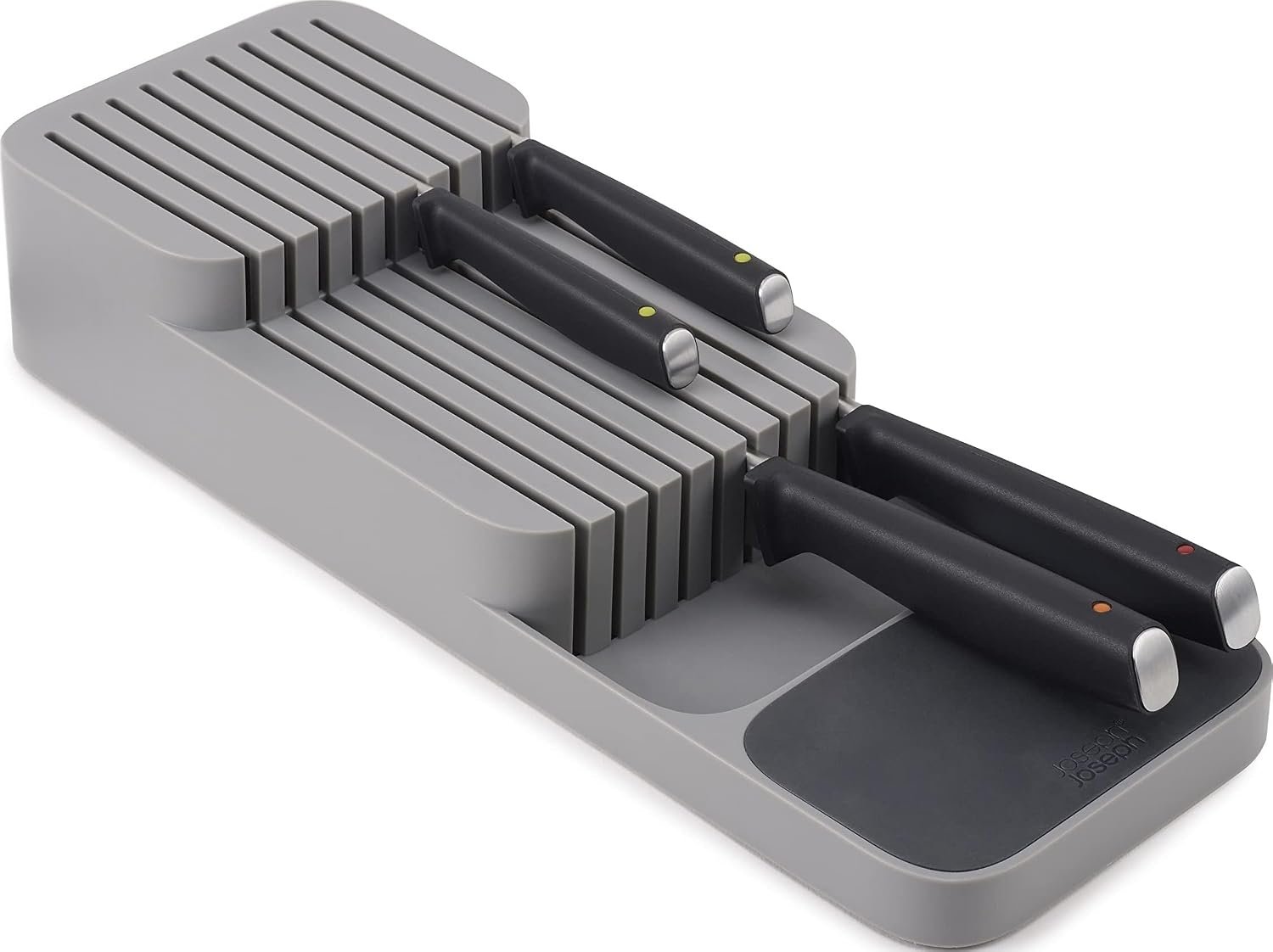 Joseph Joseph DrawerStore Knife Organizer, holds up to 9 knives, Kitchen Organization & Drawer Storage – Compact, Gray