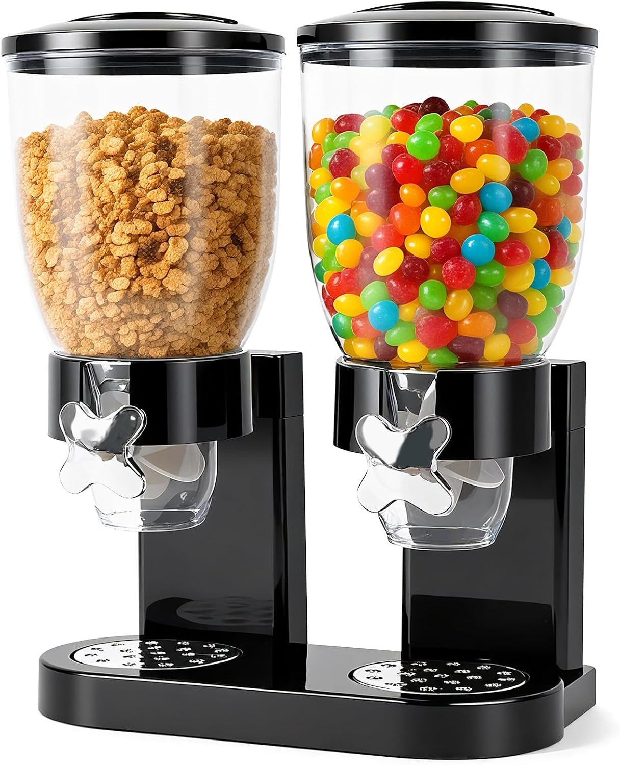 Dual-Control Cereal Dispenser Countertop, 2 Pack 2L for Pantry | Cereal Containers Storage with Airtight Lids, Rotating Dispenser for Cereal, Dry Food, Candy, Rice, Grains, Coffee Bean