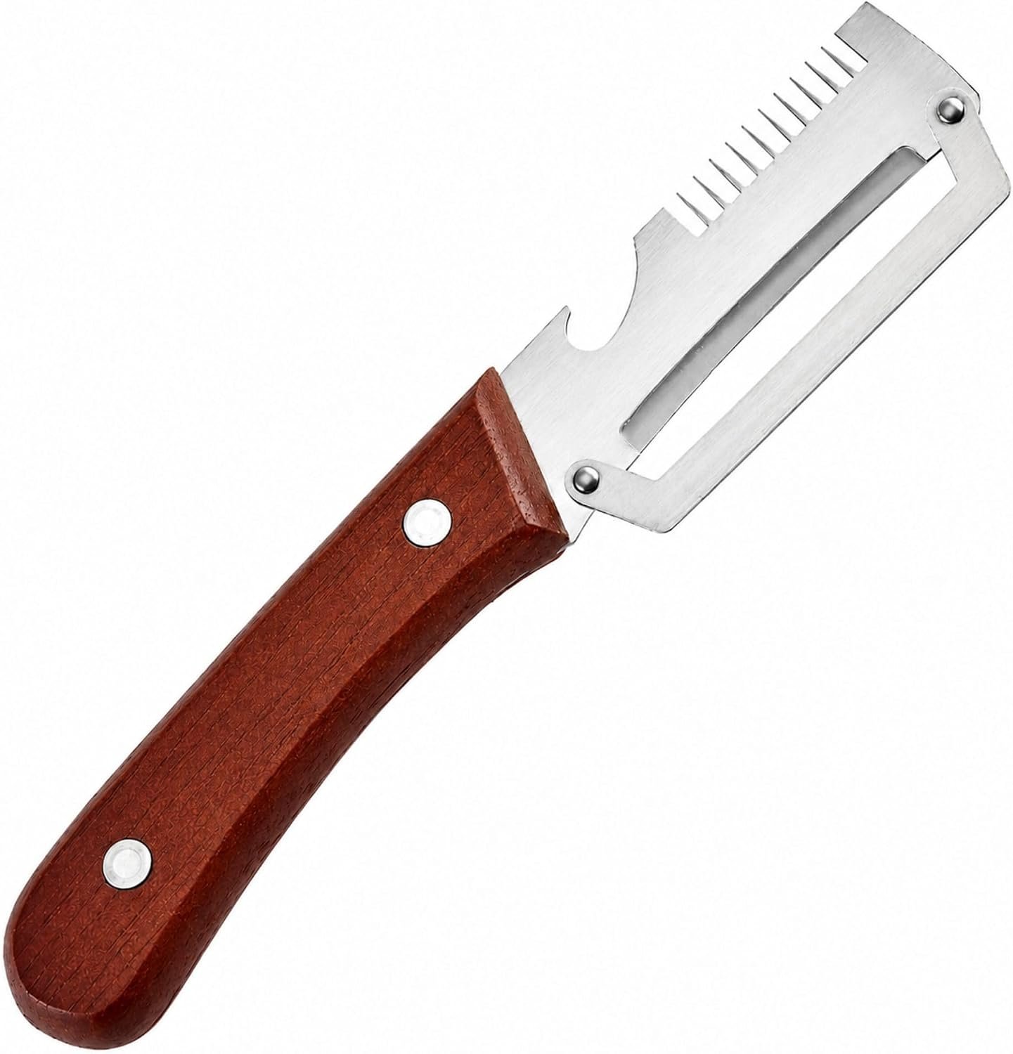 2.5mm Stainless Steel peeler with Wooden Handle – Shredding Knife or vegetables – Elite Multifunction vegetable & fruit Peeler knife – y-peeler for vegetables, Food Prep & Garnishing (1pc)