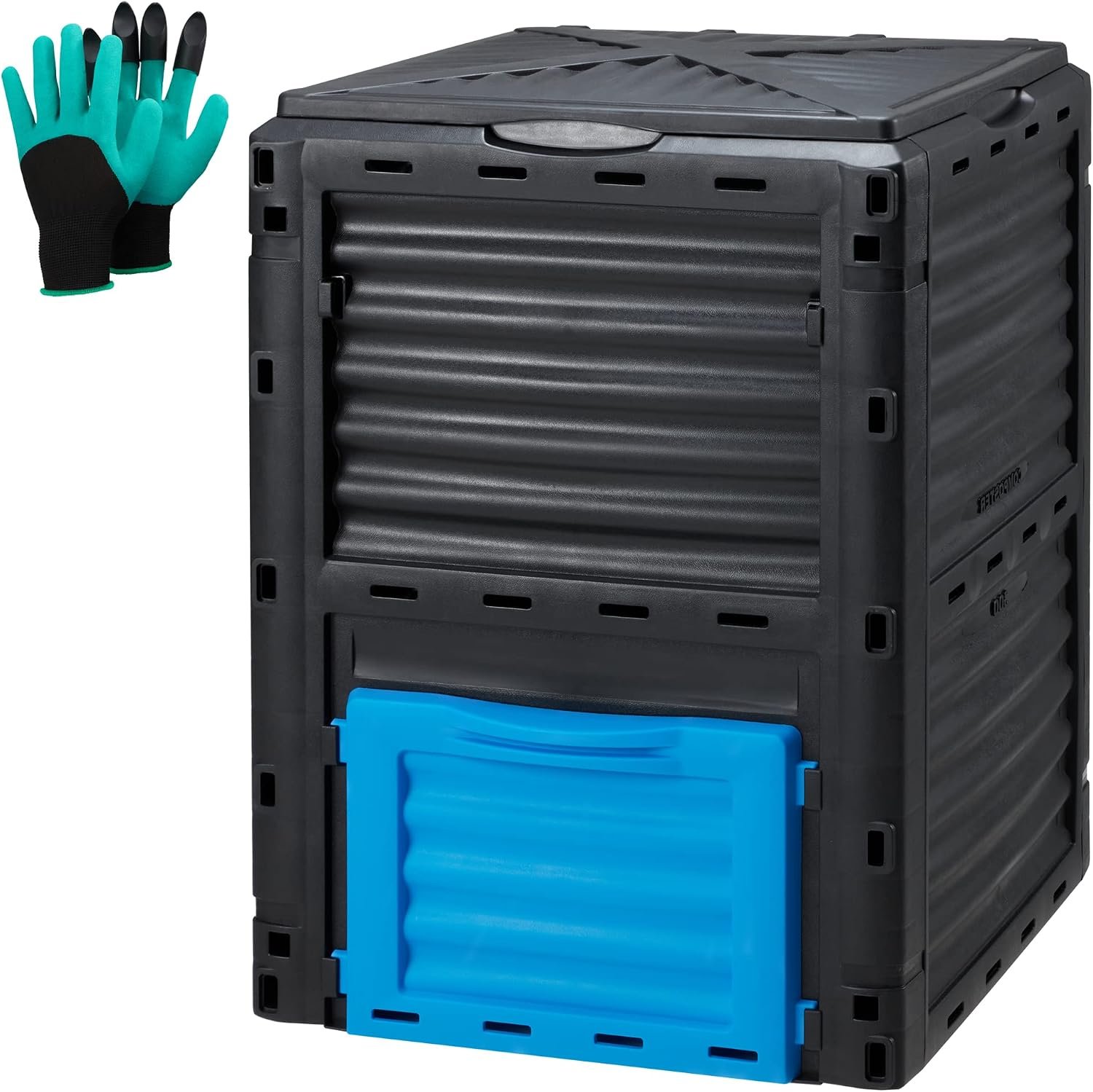 Garden Compost Bin 80 Gallon (300L) Large, Outdoor Composter from PP Material,Composting Box Easy Assembly & Many Vents, Fast Creation of Fertile Soil, Lightweight & Sturdy | Accelerates Fertile Soil Production,Lightweight Yet Durable Build,Ideal for Large Outdoor Gardens
