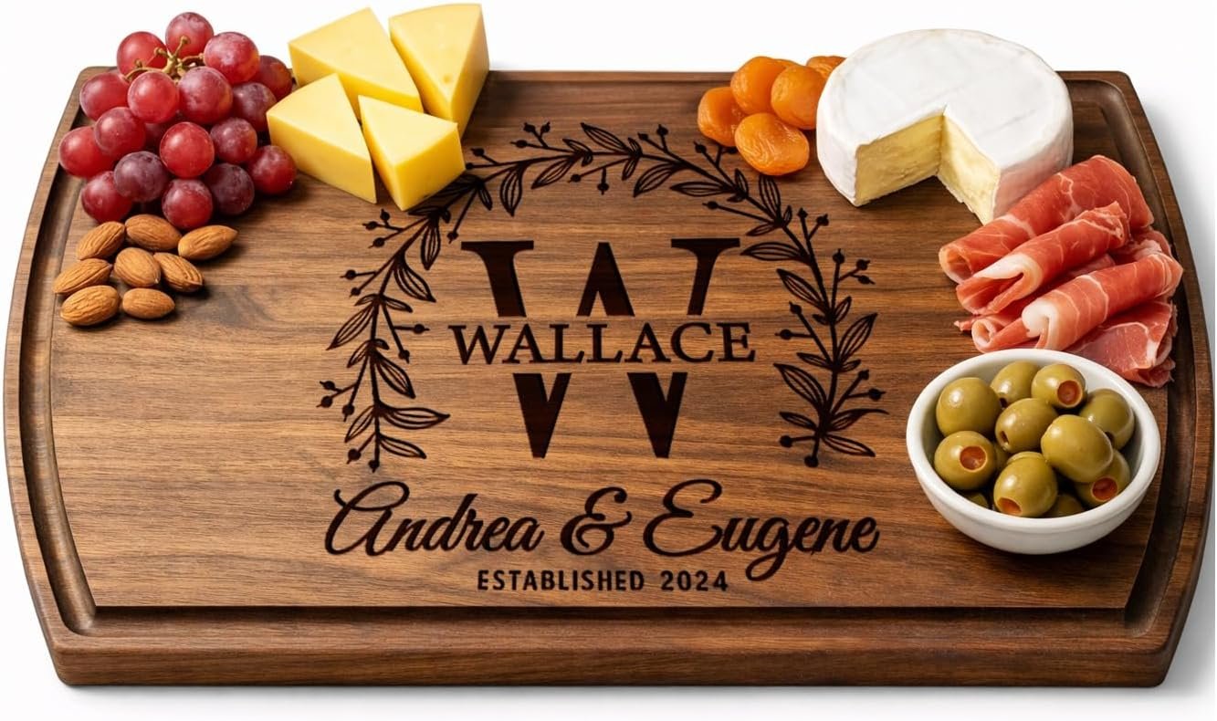 Personalized Cutting Board – Personalized Wedding Gifts for Couple – Custom Cutting Board Wood Engraved- Housewarming Gifts New Home – Best Present for Wedding, Bridal Shower, Engagement & Anniversary