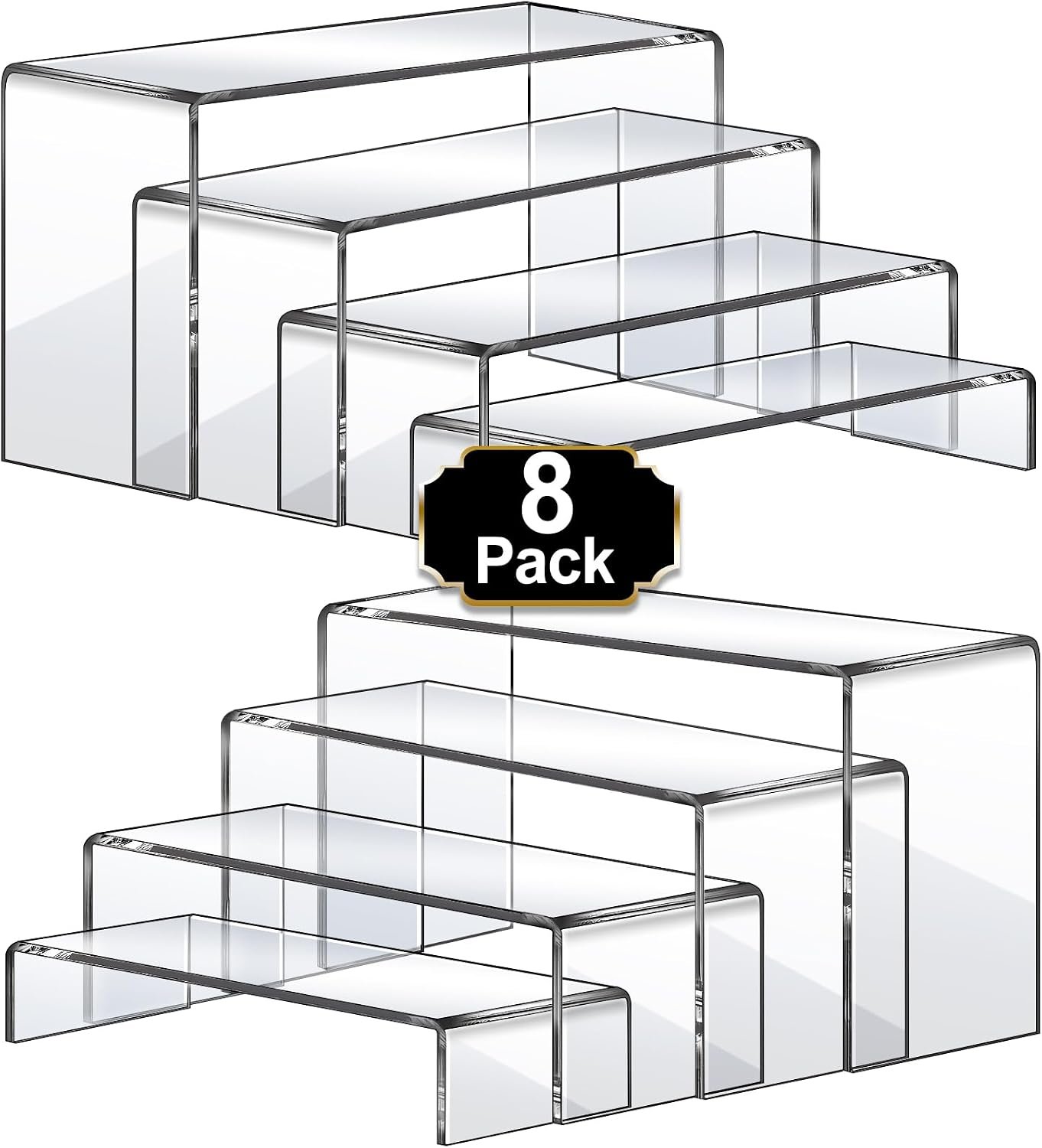 Aheroi Acrylic Risers Display Stands, Acrylic Stands for Display 8Pcs 2Set | Clear Acrylic Display Risers,Display Shelf for Decor,Dessert Table Risers for Display, Cupcake food cake Stand(7″L~8″L~9″L)