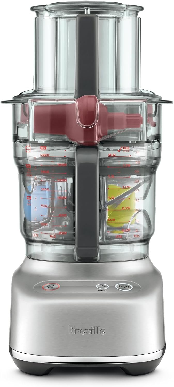 Breville BFP638 Paradice 9 Processor and Dicer, Brushed Stainless Steel | Chop, slice, shred and dice ingredients into precise, uniform pieces with this compact food preparation kit | 9 cup capacity
