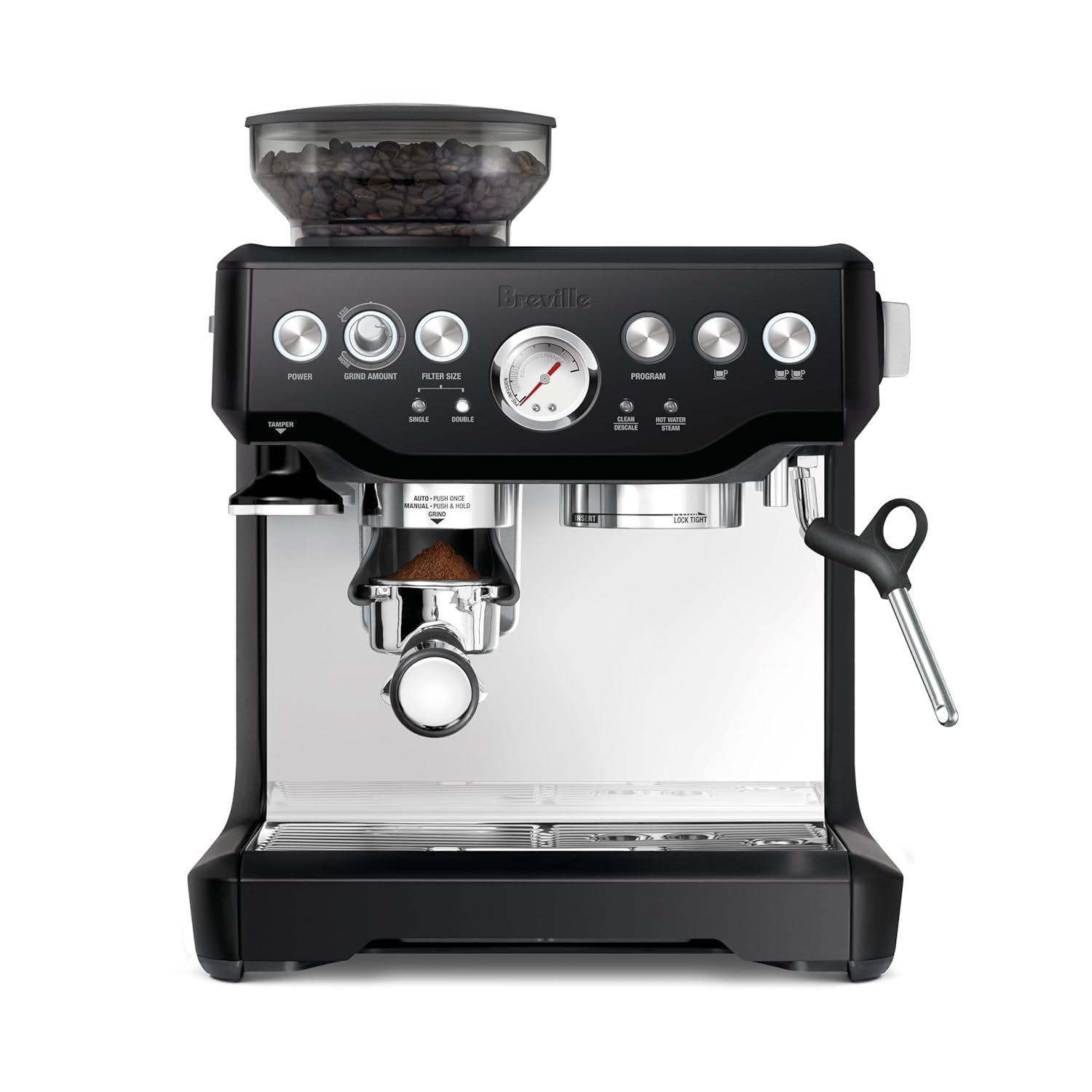 Breville BES870BTR Barista Express Espresso Machine, Black Truffle | Craft café-quality espresso shots, lattes and cappuccinos at home with this manual coffee maker with built-in grinder