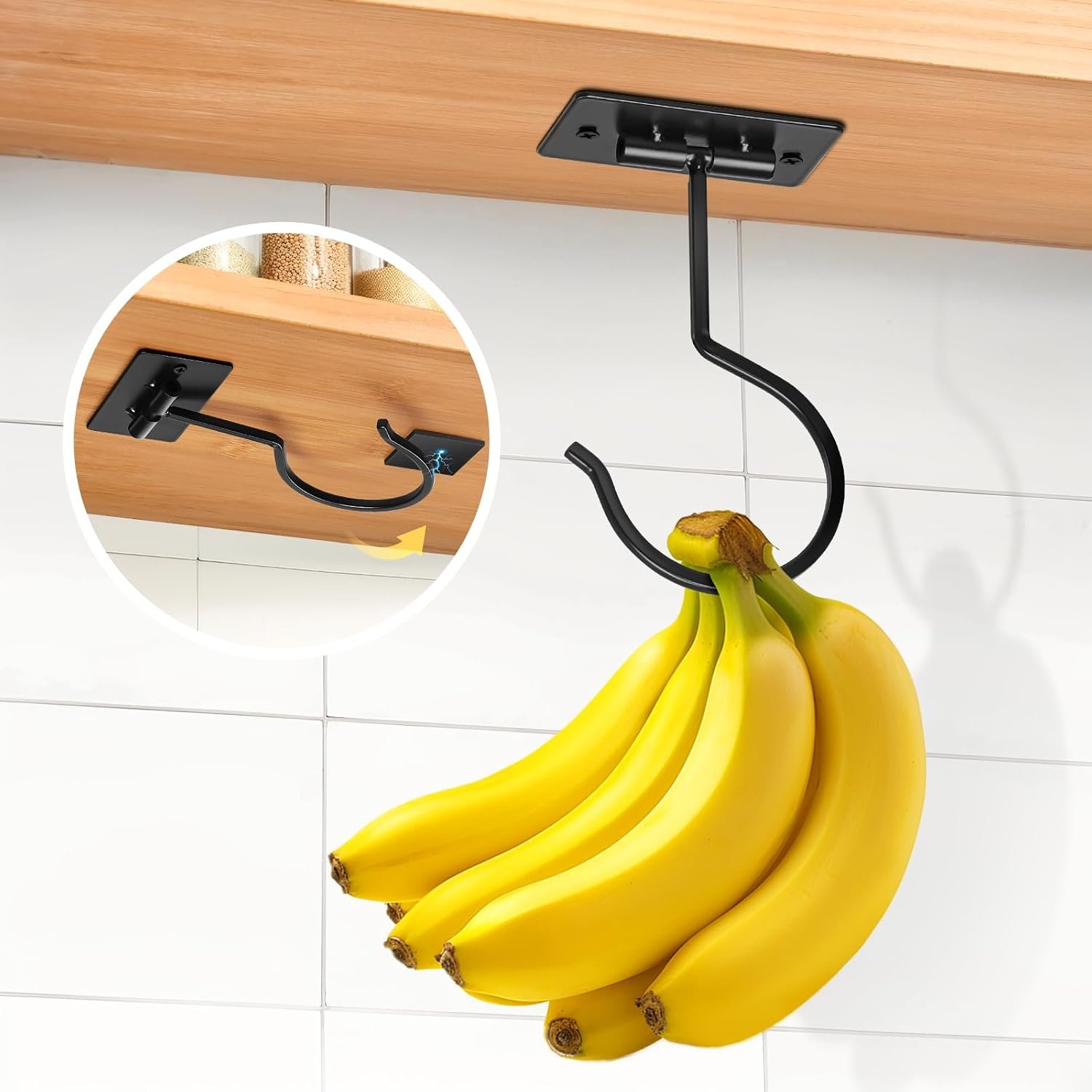 Self Adhesive Banana Hook Under Cabinet Foldable Banana Hanger