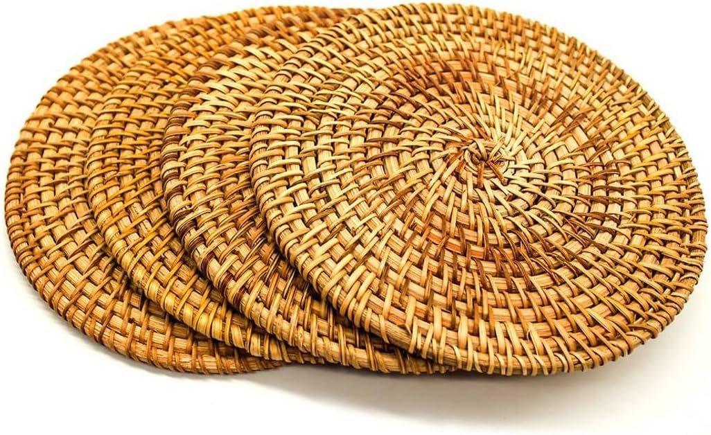 Trivets for Hot Dishes – Woven Rattan Trivets Hot Pads for Dinning Table,Kitchen Heat Resistant Straw Dish Coasters Placemats Pot Holder (7.87 Inch)