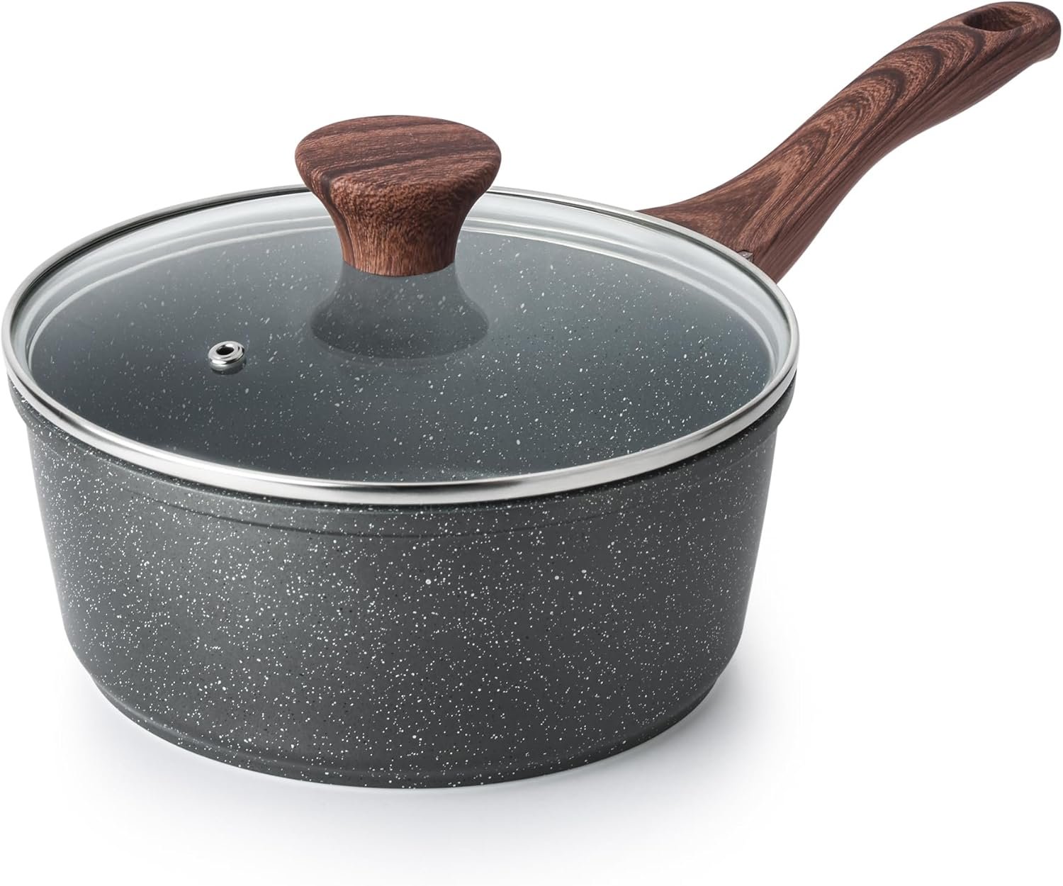 SENSARTE Nonstick Saucepan with Lid, 1.5 Quarts Small Pot with Swiss Granite Coating, Stay-cool Handle, Multipurpose Handy Sauce Pot Small Kitchen Cooking Pot, Induction Comptable, PFOA Free | Small Pot with Swiss Granite Coating, Sauce Pot Kitchen Cooking Pot, Induction Compatible