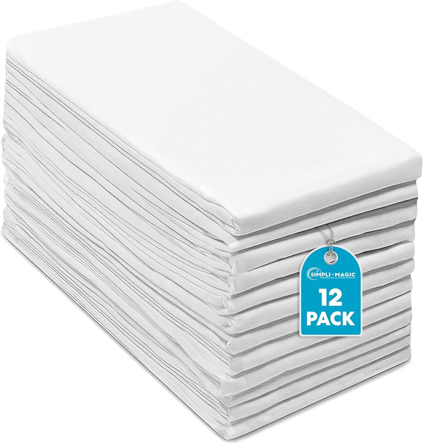 Simpli-Magic Flour Sack Kitchen Towels 24″x24″ (12 Pack) – 100% Cotton, Lint-Free, High Absorbent Tea Towels – Perfect for Dish, Baking, Crafting
